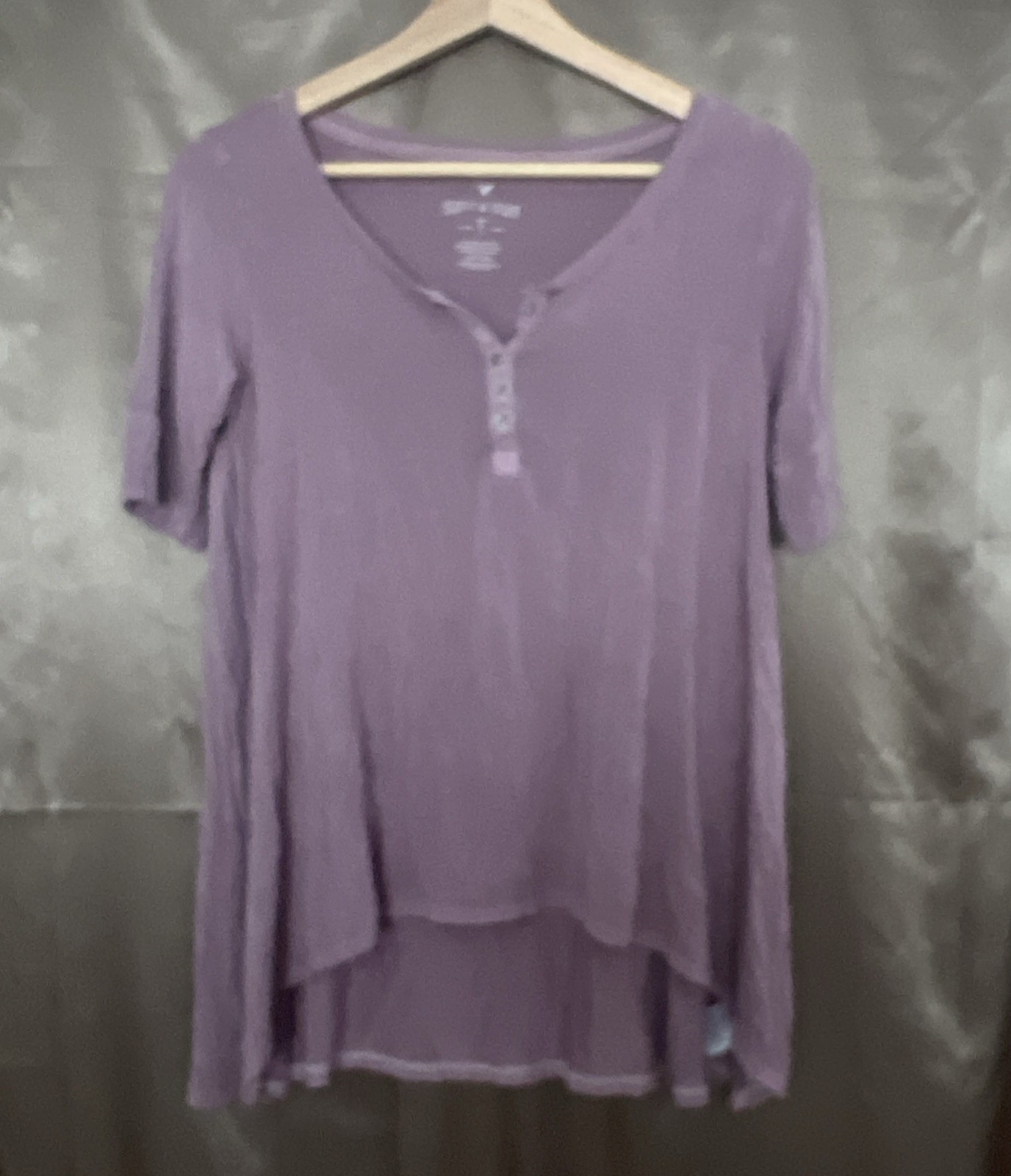 Y2K Vintage American Eagle Soft & Sexy Mauve Henley Babydoll Blouse Women’s S