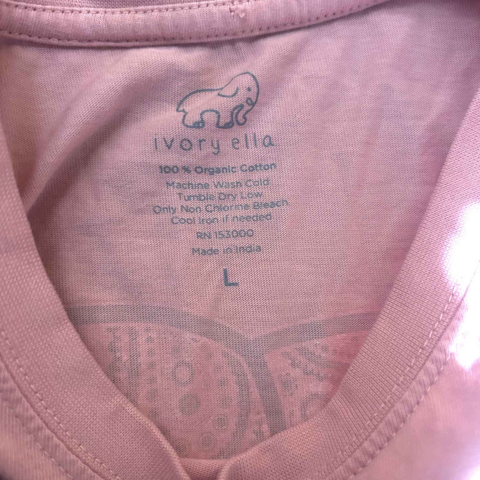 Ivory Ella Paisley Elephant Graphic Organic Cotton Muscle Tank Womens Large Pink