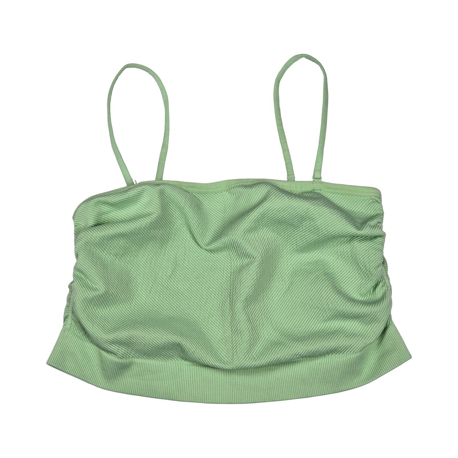 Colsie Sage Green Ribbed Ruched Seamless Cami Bralette XL Lounge Crop Top