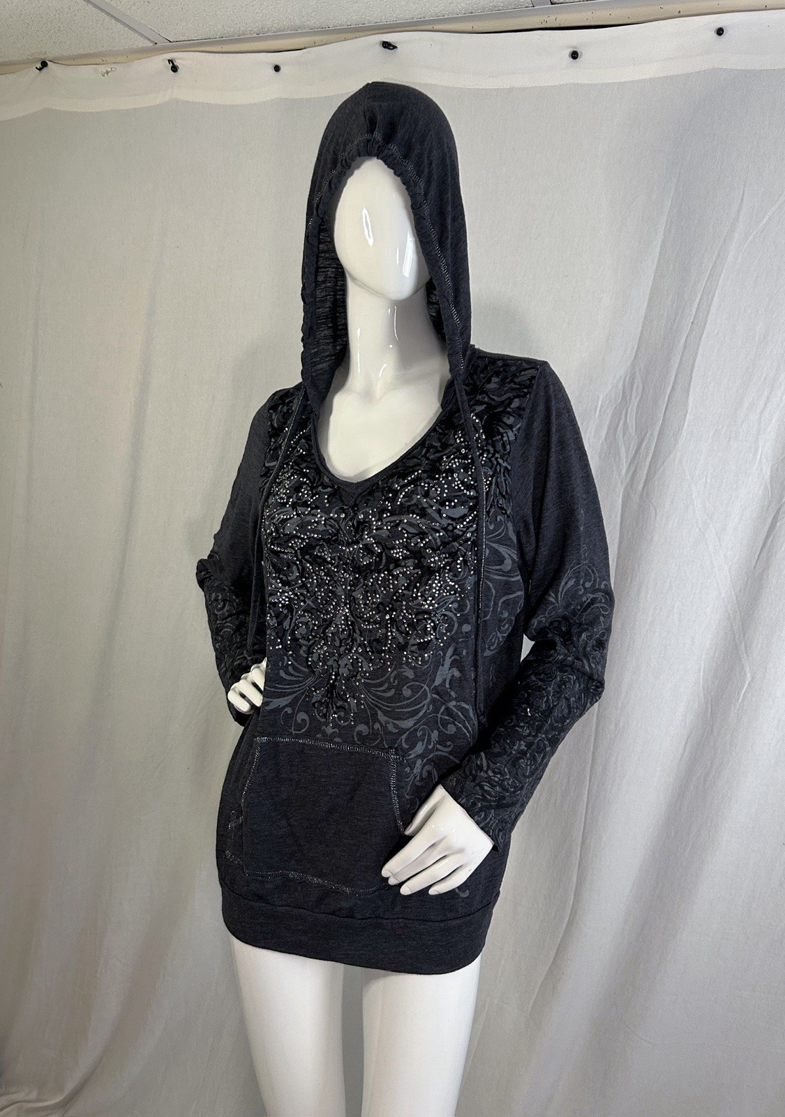 VTG Affliction/Tapout Style Y2K Gothic Tattoo Long Sleeve XL Rhinestone Imperial
