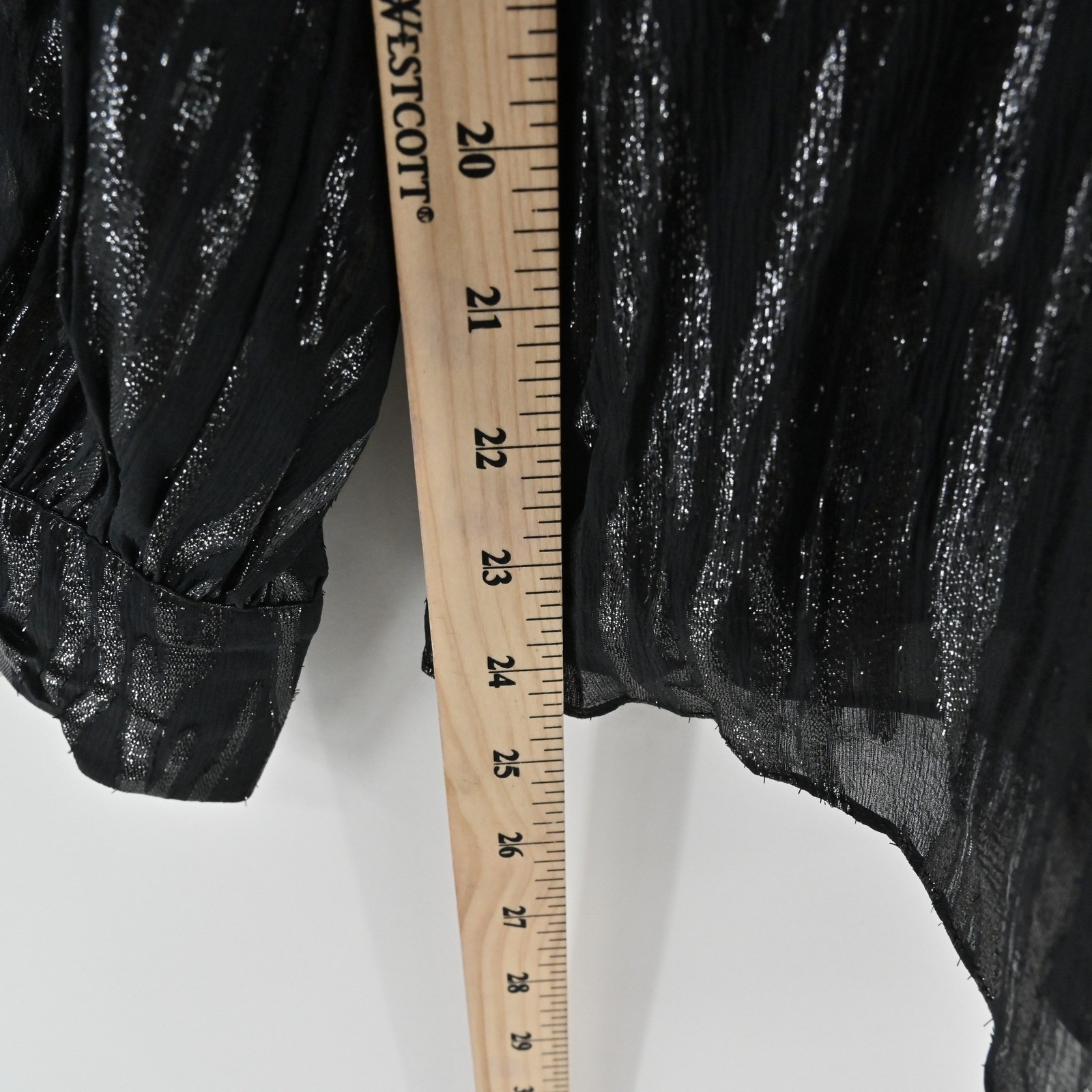 Rebecca Taylor Silk Metallic Top Womens Size 4 Black Safari Ruffle Vamp Glam