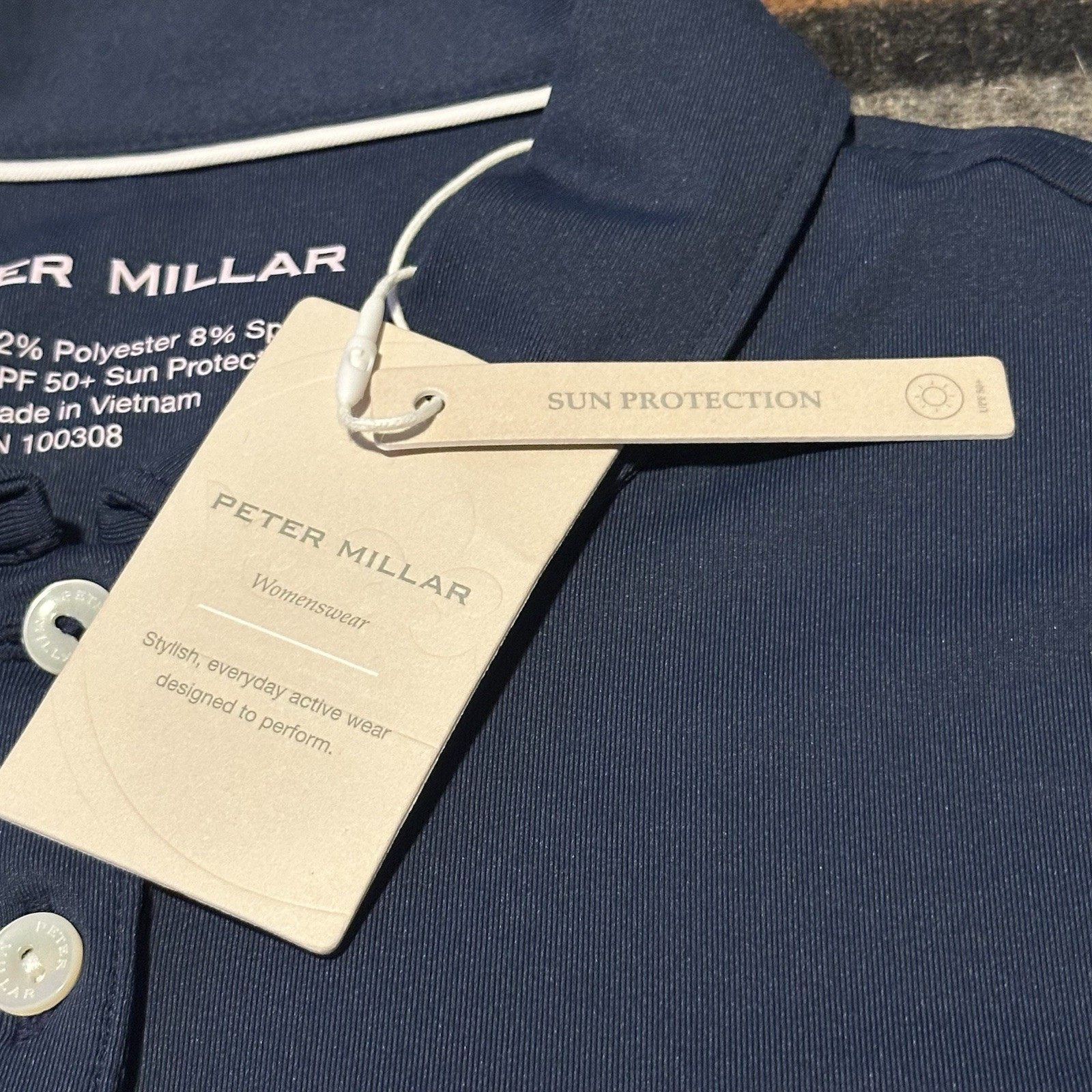 Peter Millar Golf Polo Womens Medium Blue Performance Perfect Fit C4