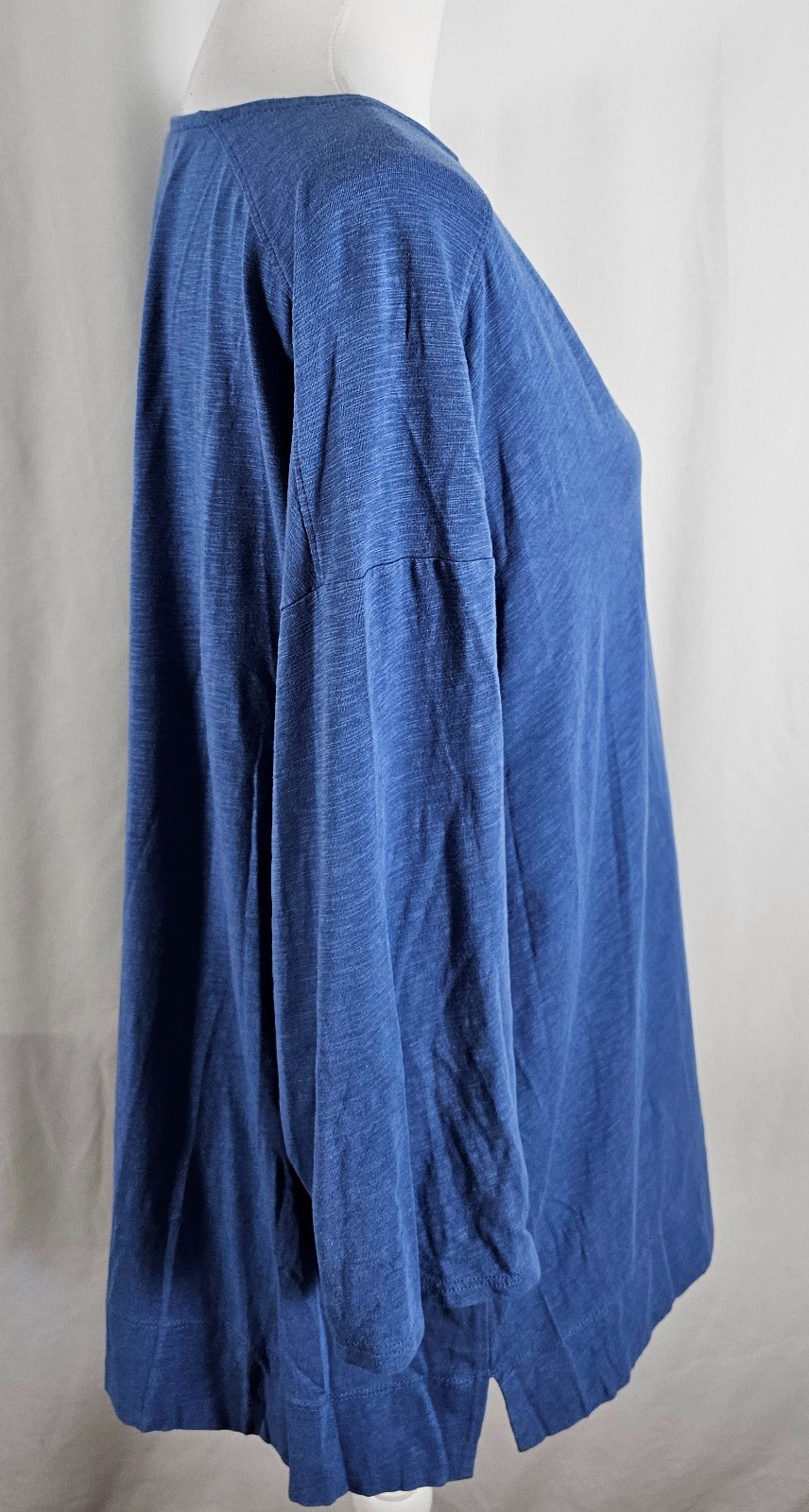 J Jill Womens Pullover Top Solid Blue Long Sleeves Cotton Rayon Spandex 3X