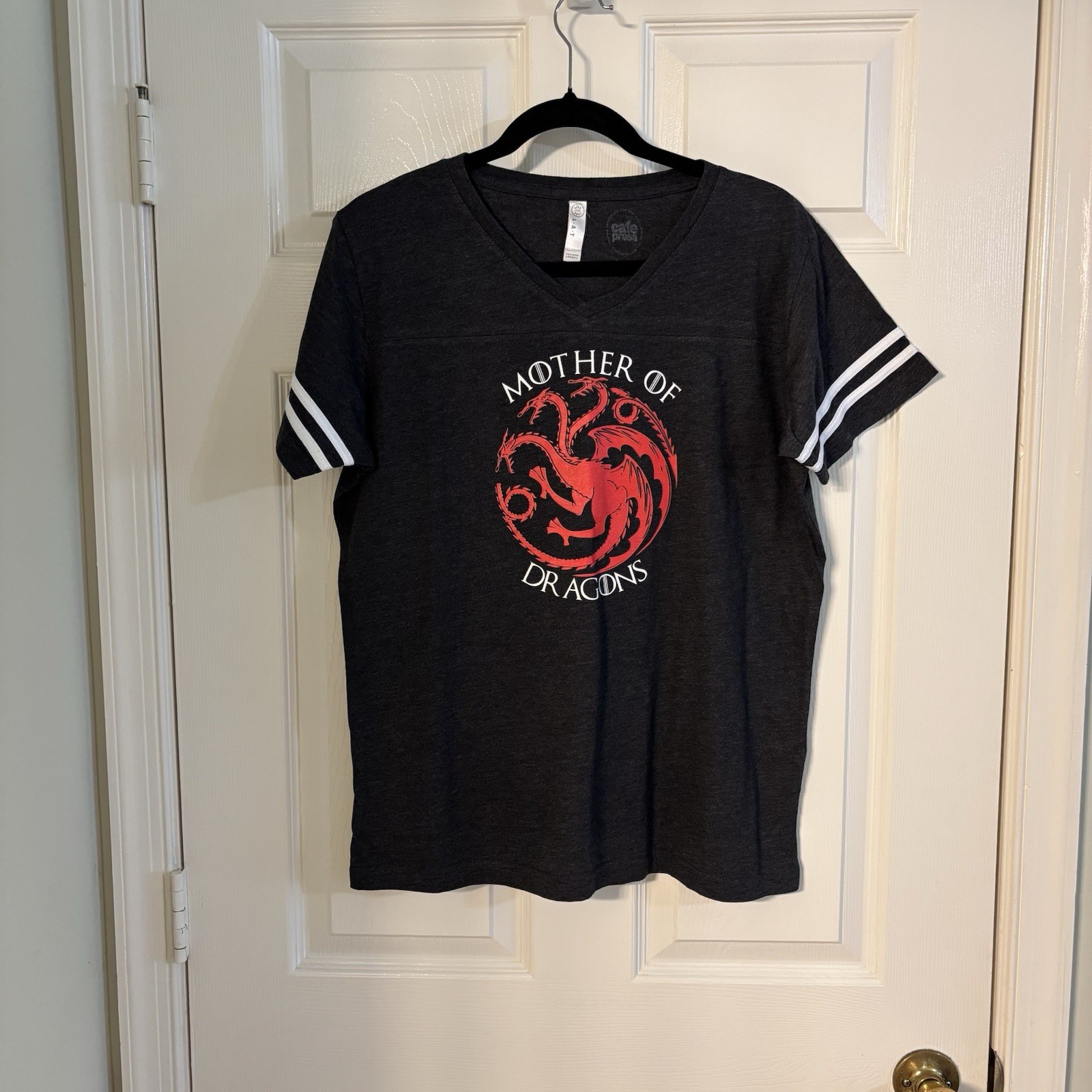 Mother of Dragons T-Shirt Womens Large Game of Thrones V Neck Graphic Tee
