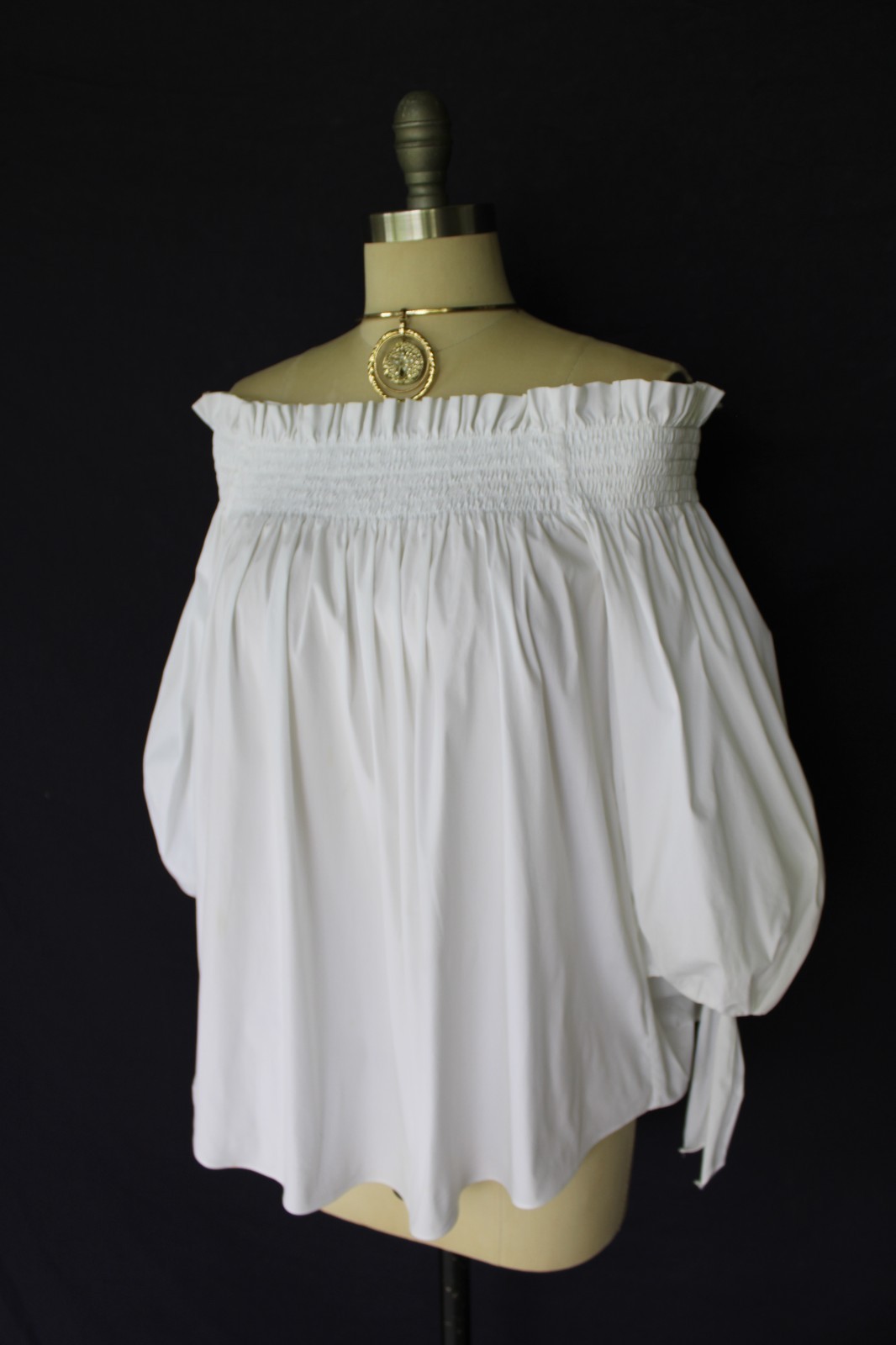 Caroline Constas Lou Off Shoulder Puff Sleeves peasant tunic dress Blouse white