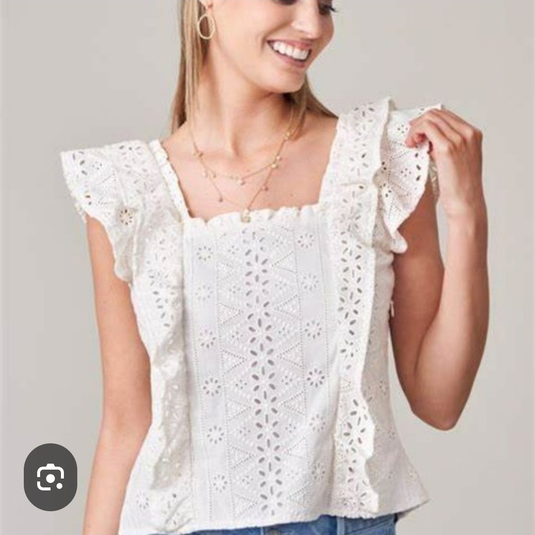Spartina 449 Taralynn Eyelet Top size large women’s ivory