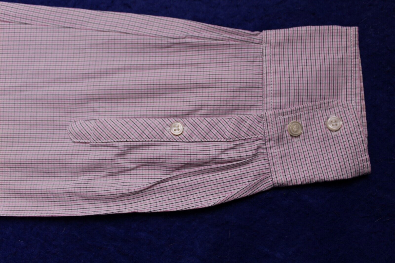 J CREW BLOUSE ladies size M pink blue white tiny plaid long sleeve 100% cotton