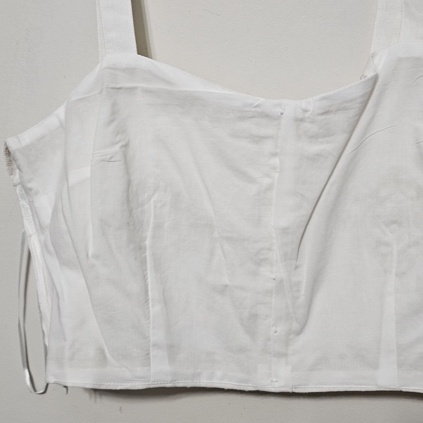 A Loves A Women Tank Top Blouse Large White Linen Cotton Cropped Sleeveless 624