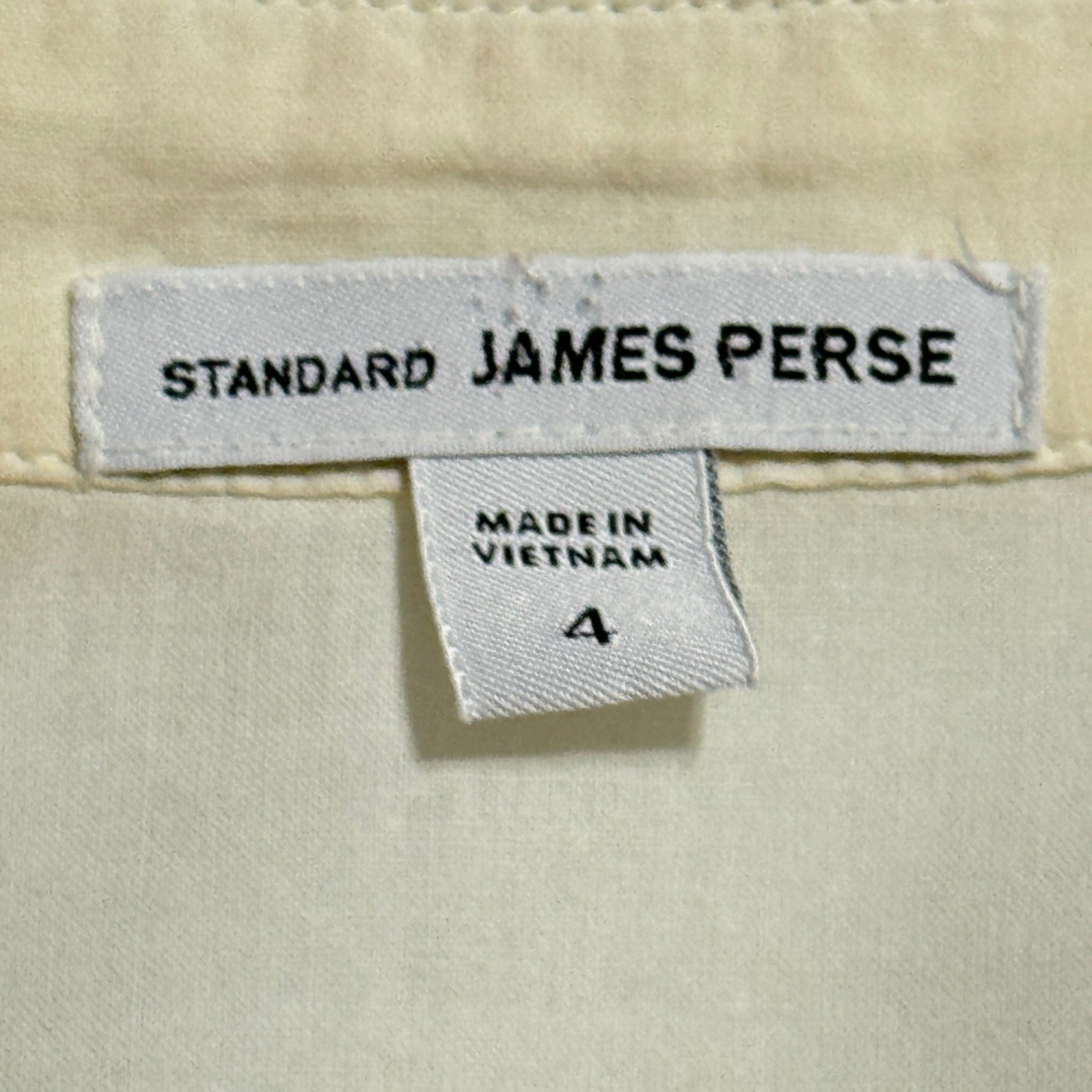 Standard James Perse Pale Yellow Ribbed Panel Utility Button Down Shirt Size 4 L
