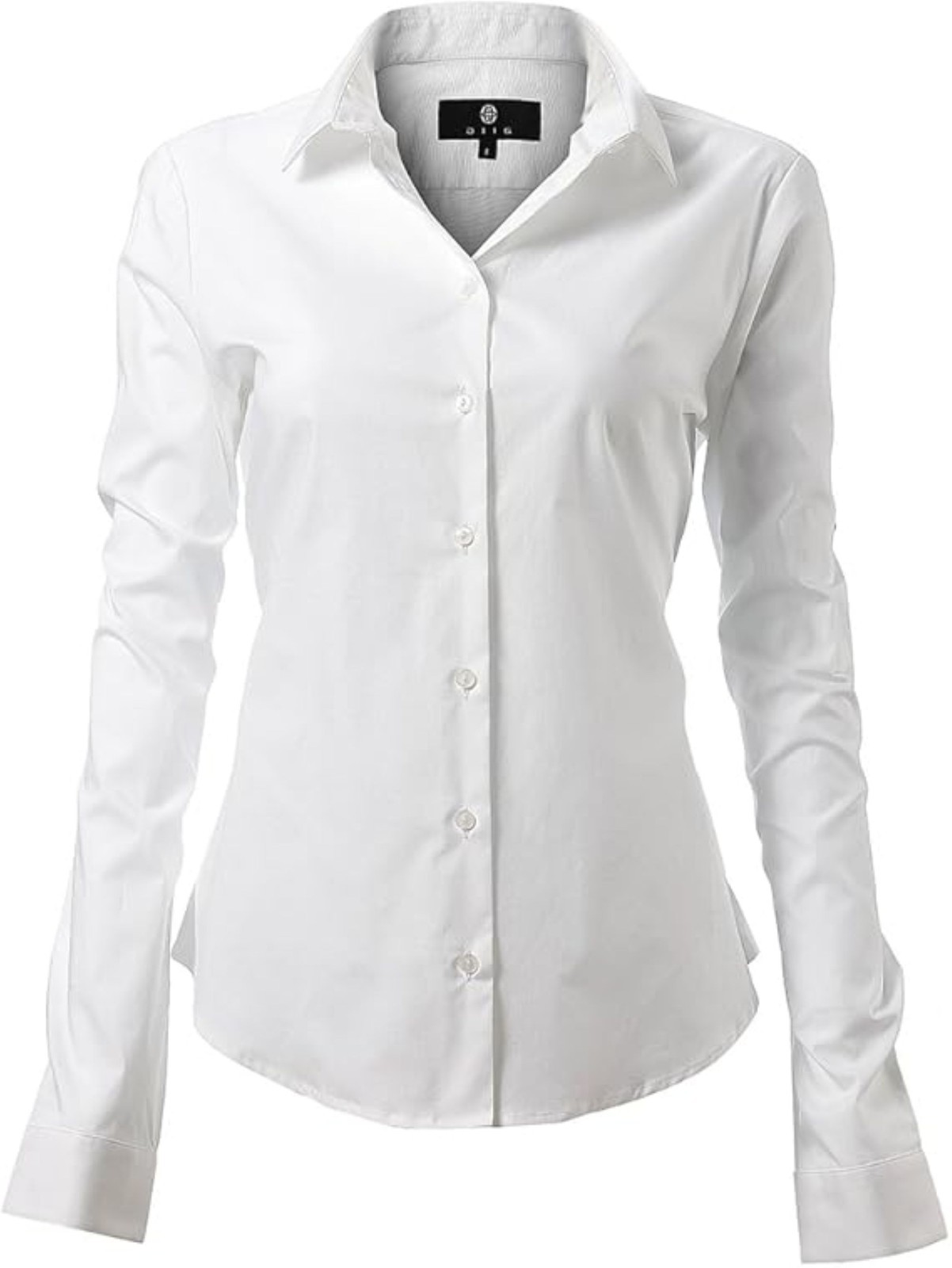 Women’s Button Down Shirt, Long Sleeve Stretch Cotton Business Casual Blouse