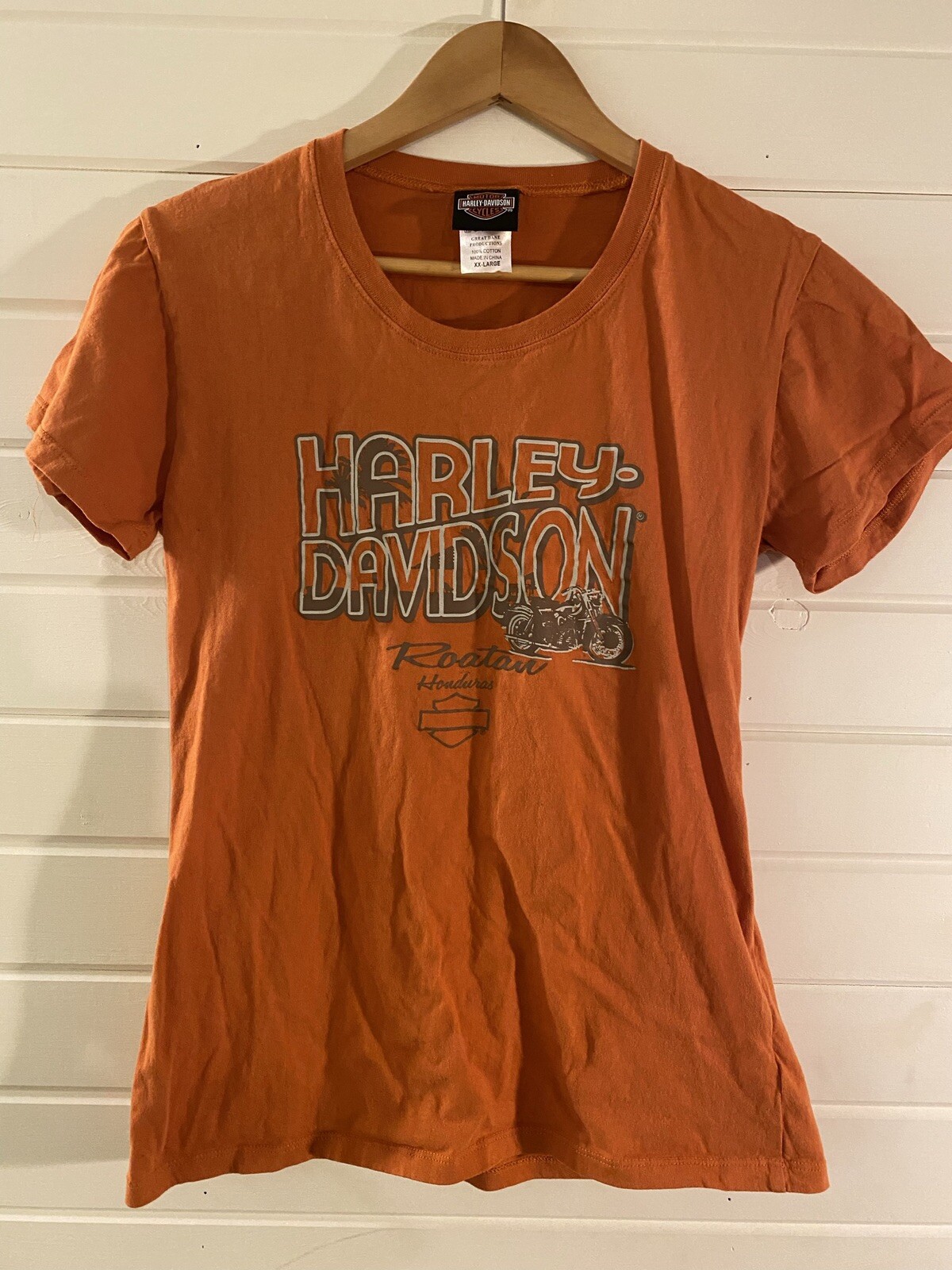 Women’s Harley Davidson Motorcycle Roatan Honduras Sz Large Shirt T Shirt
