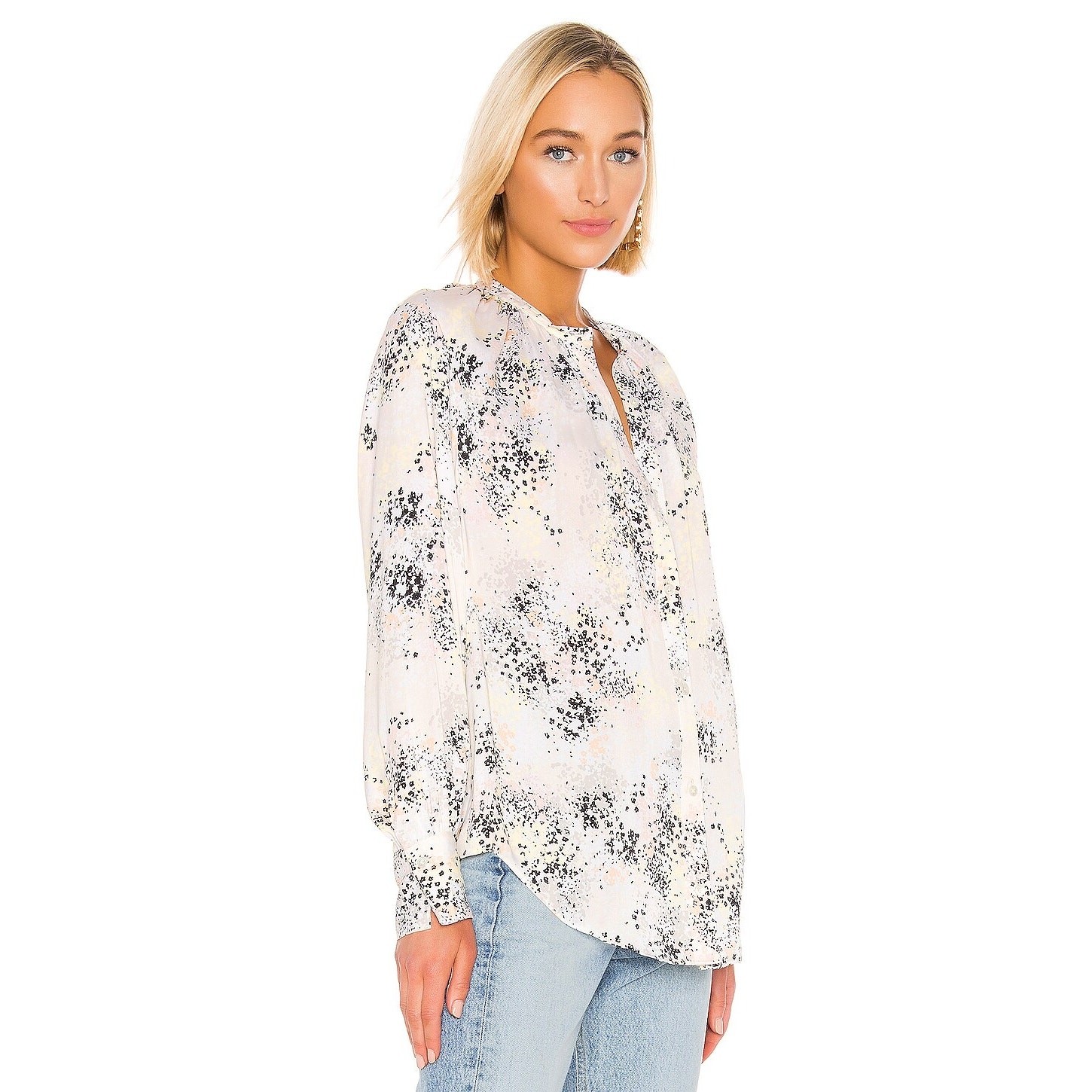 NWT Equipment Causette Silk Blouse Small Abstract Print Button Front