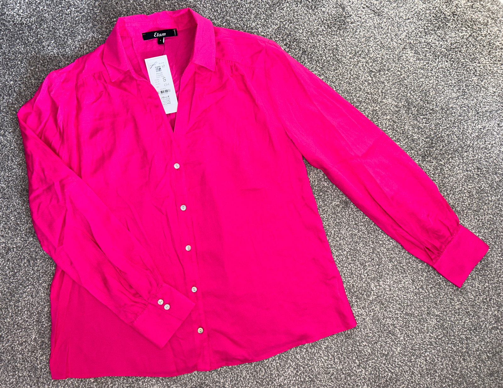 BNWT ETAM PINK LONG SLEEVE SHIRT SIZE S RRP €29.99 SOLD OUT