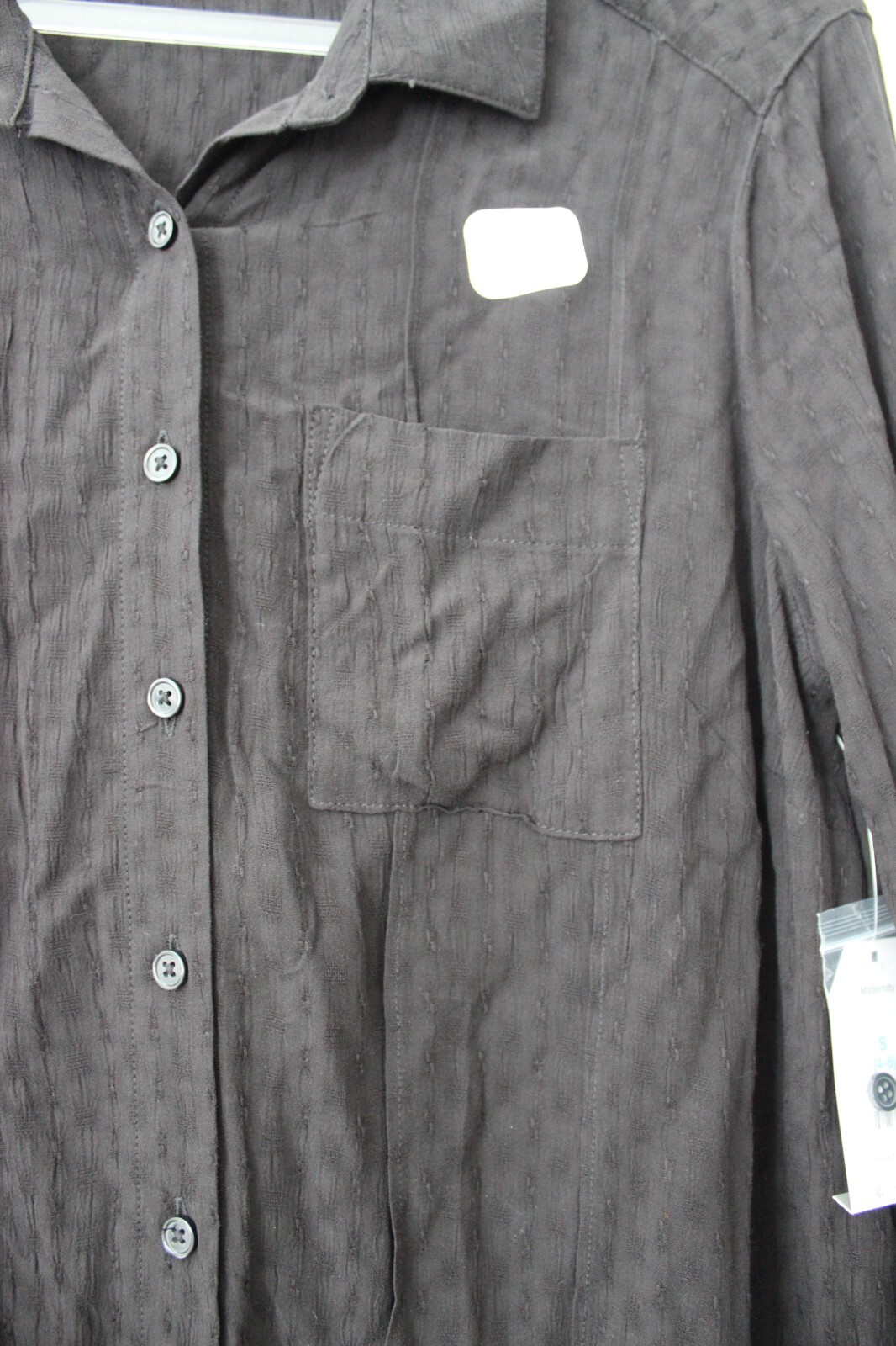 Time and Tru Women’s Maternity Tie Front Woven Top Black Soot Multisize NWT