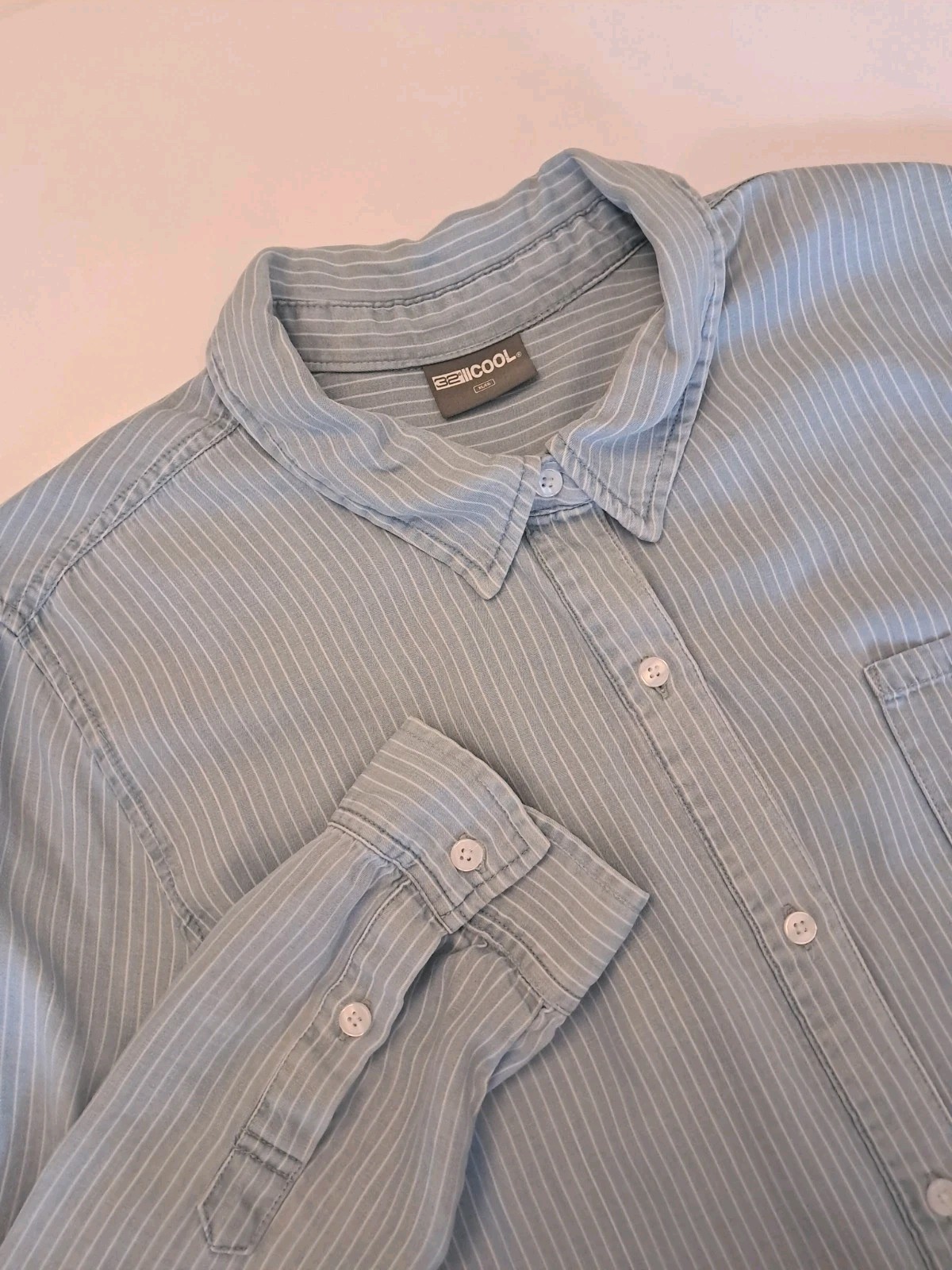 32 Degrees Cool Womens Size XL Blue Shirt Striped Comfort Casual Resort Travel
