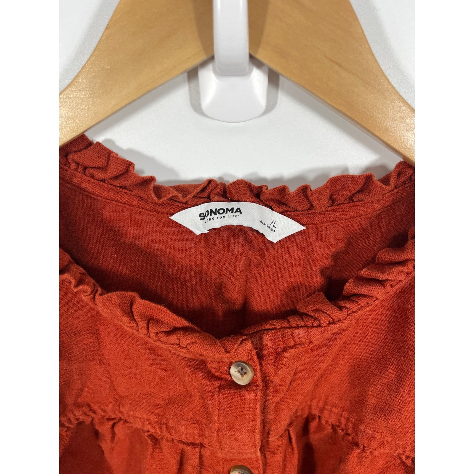 Womens Babydoll Top XL Burnt Orange Ruffle Western Rodeo Concert Festival
