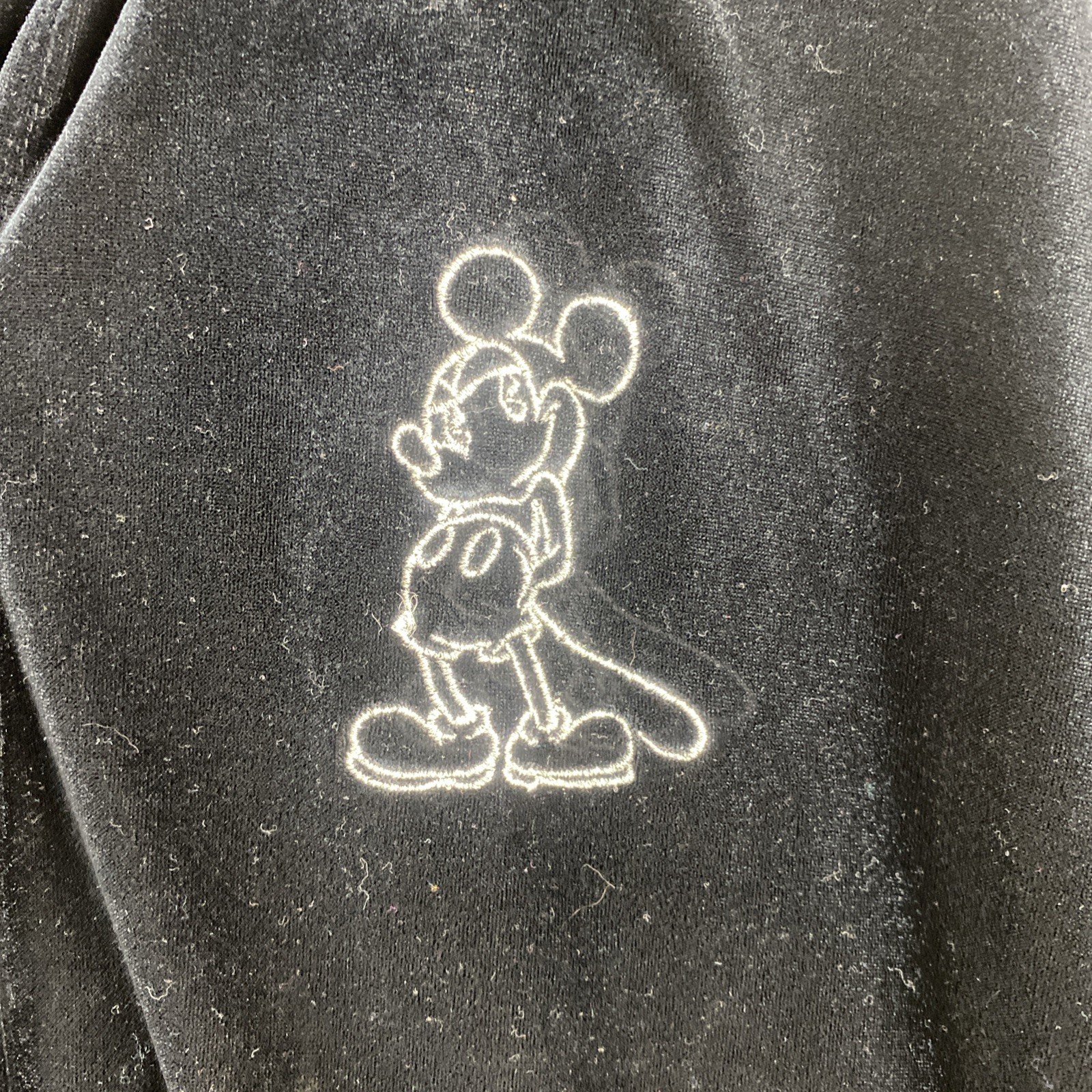 Disney Store XL Black Velour Mickey Mouse Button Front Long Sleeve Shirt Top