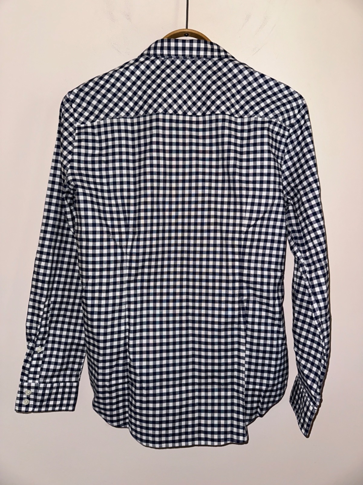 New PETER MILLAR Women’s blue gingham stretch button down shirt sz L U of I Golf