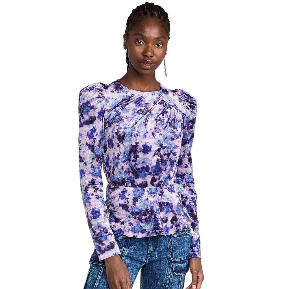 ISABEL MARANT NWT $850 Gudellia Mid Weight Stretch Velvet Top Size 36 (US 2)