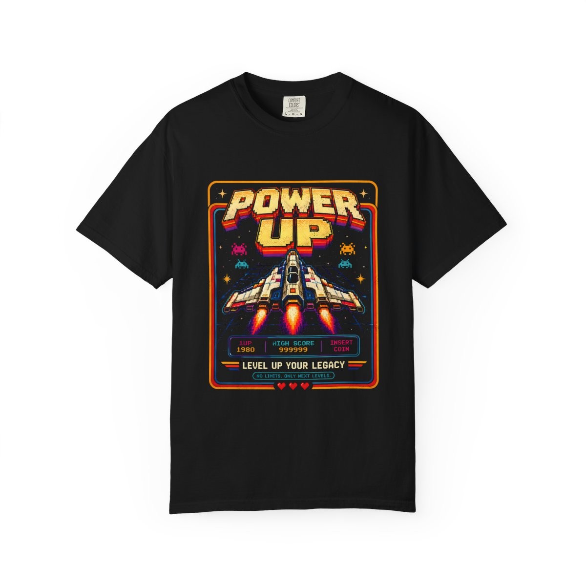 Retro Space Arcade Power Up Premium T-Shirt Gaming Graphic Tee TP-0155