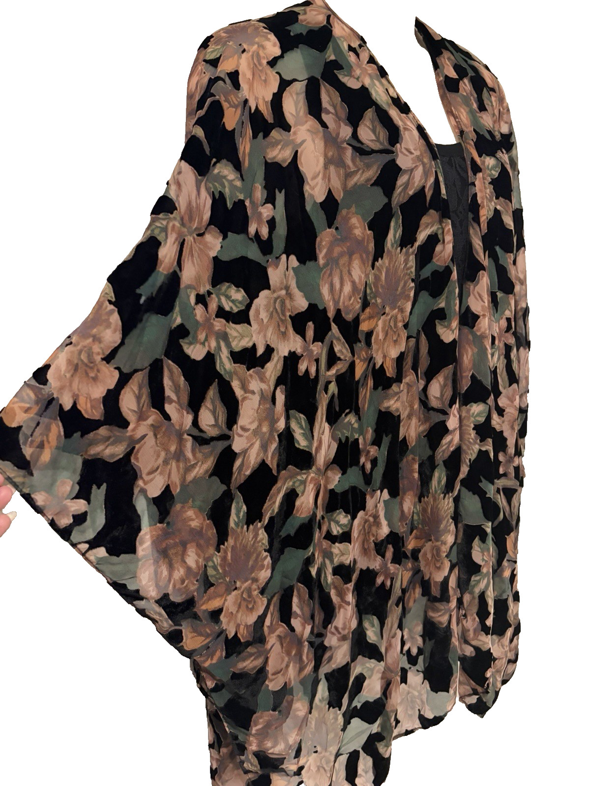 TORRID Burnout Velvet Black Floral Kimono~OS~ L-3XL~ Dark Fairy Boho Whimsigoth