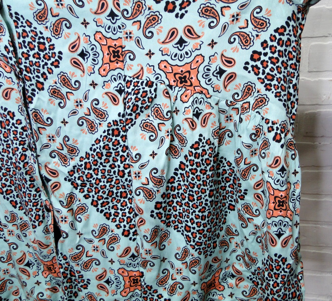 Wrangler Retro Pearl Snap Button Up Shirt Womens XXL Green Teal Paisley NWT
