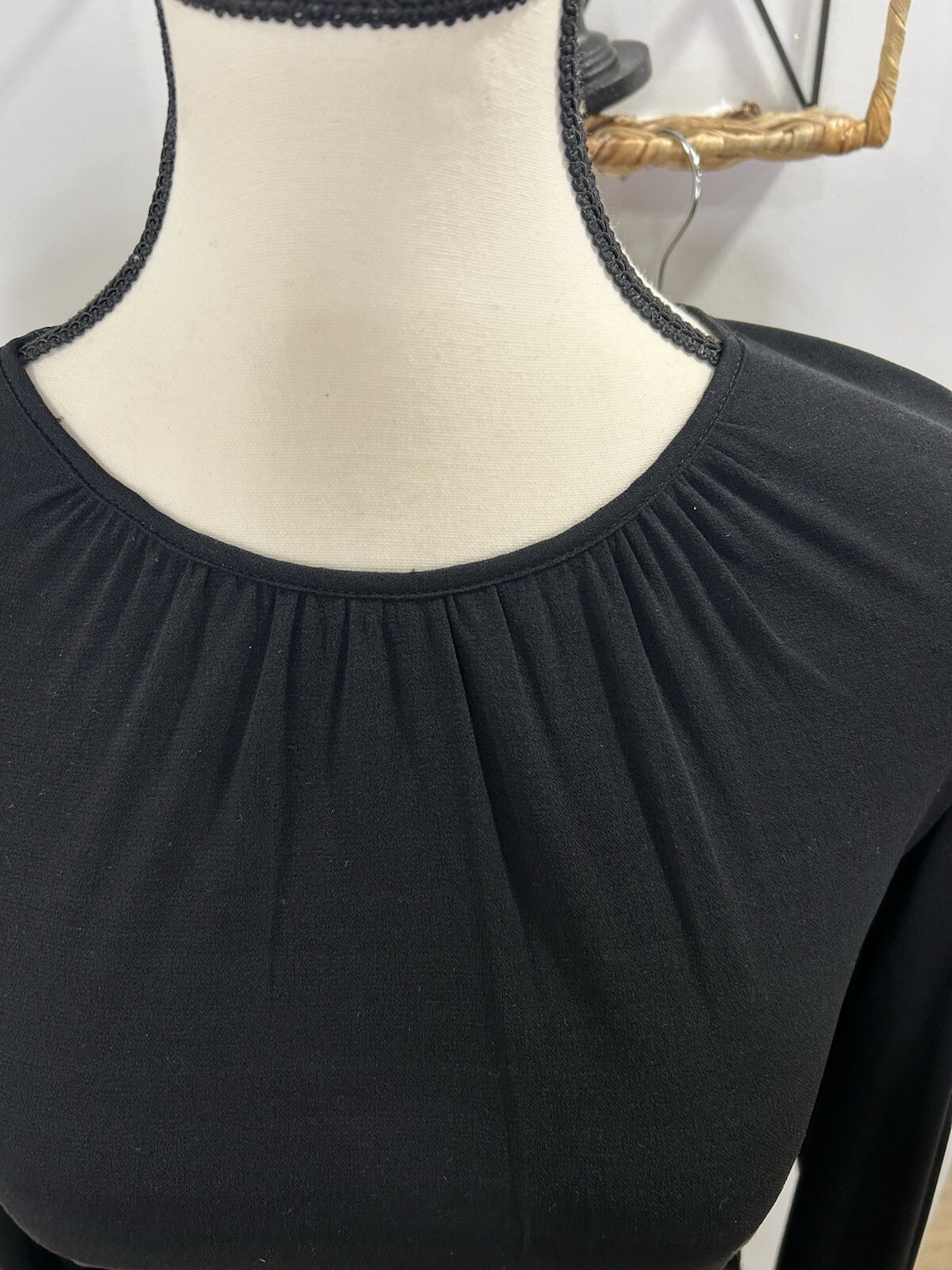 Fontana Couture Milano 1915 Silk Blouse Size I 44 US 6 Black Color Long Sleeve