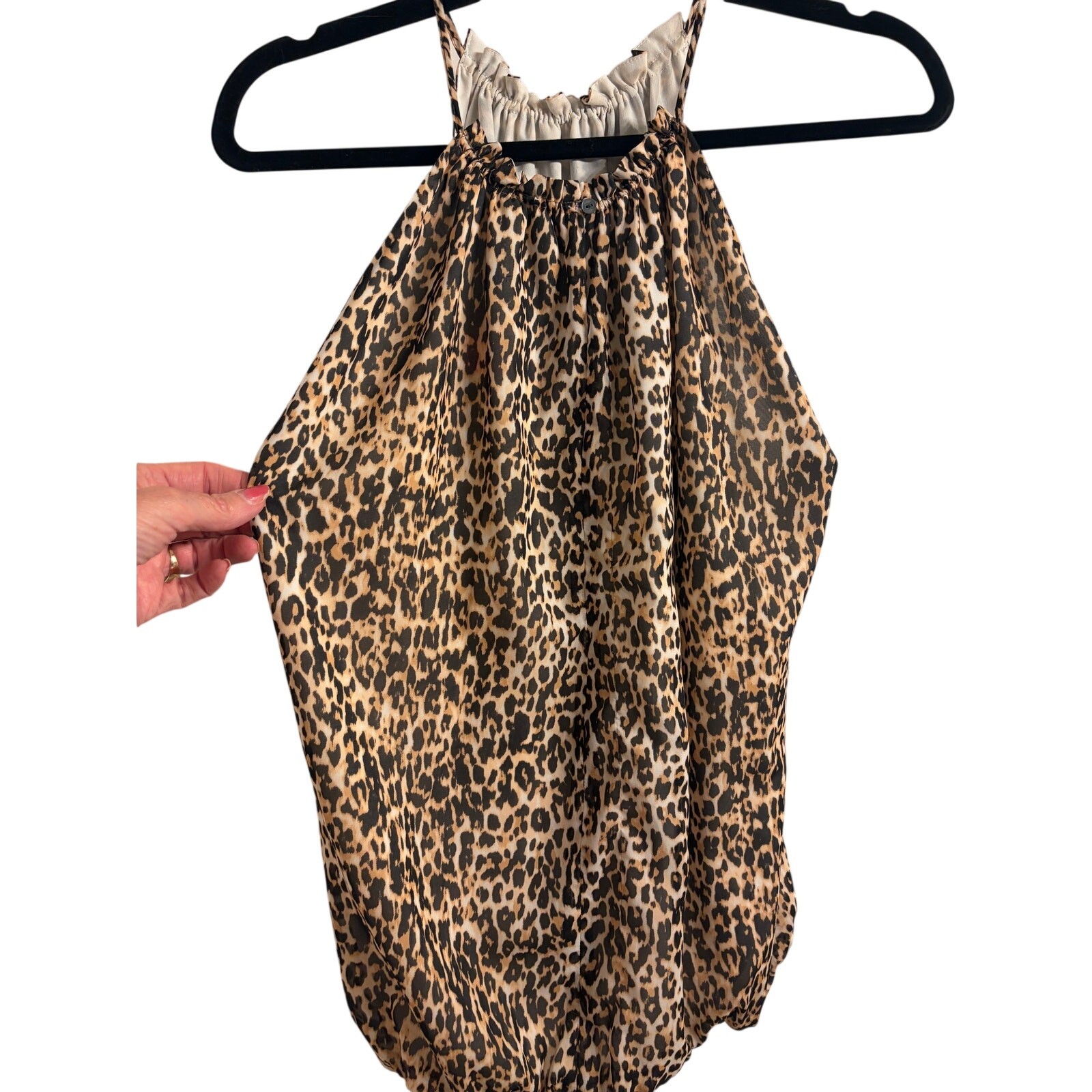 Alex Marie Leopard Print Halter Neck Sleeveless Blouse Animal Print Satin Look M