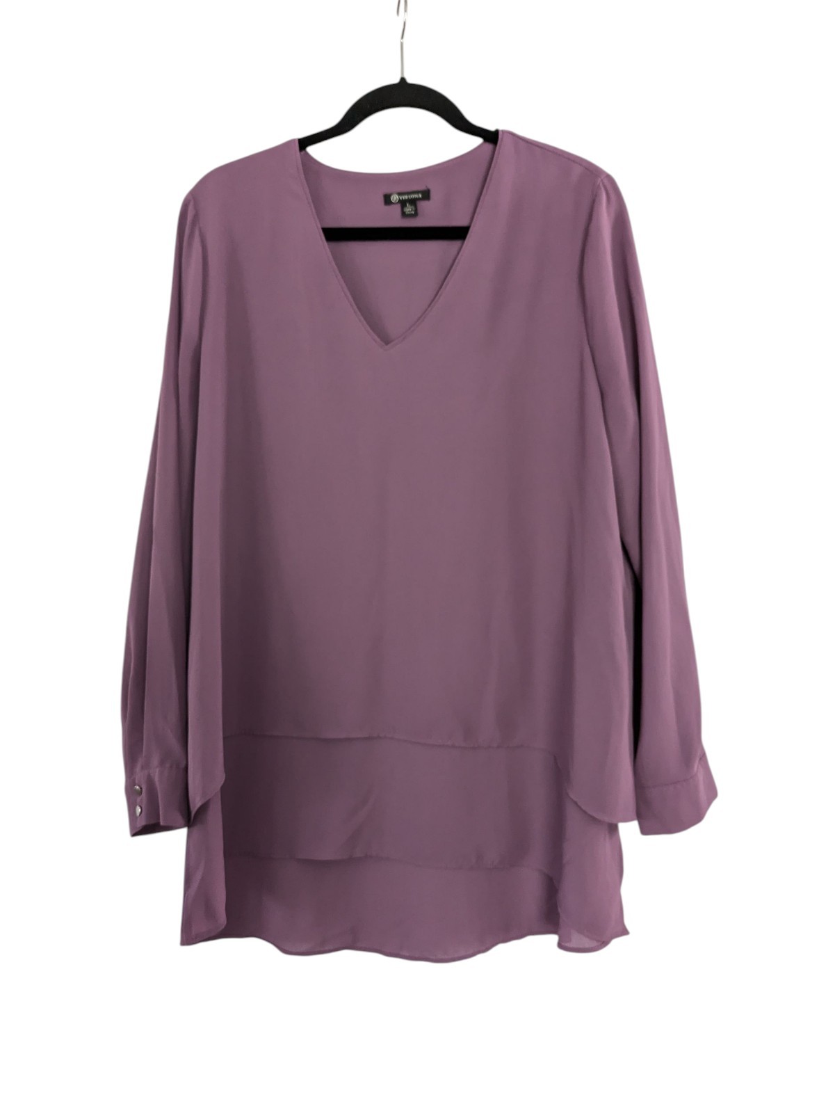 Versona Flowy Top Layered Eggplant Purple Women’s Size Large Long Sleeve Blouse