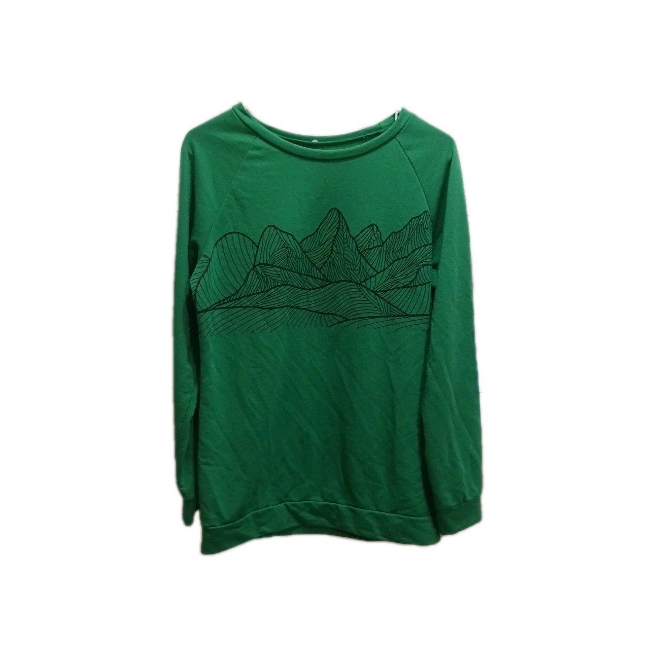 Woman’s T_SHIRT Long Sleeve 100% Polyster Sz S Green