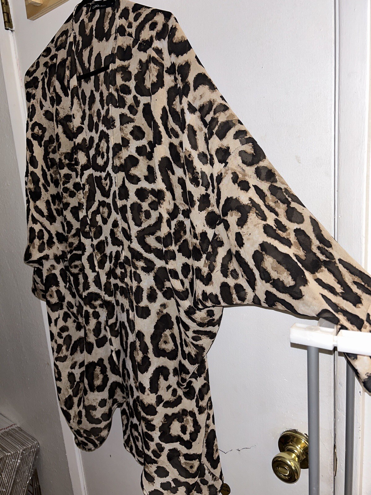 Celmia Collection Kimono Open From Cover Up Womens Animal Print Cat Summer Sz M