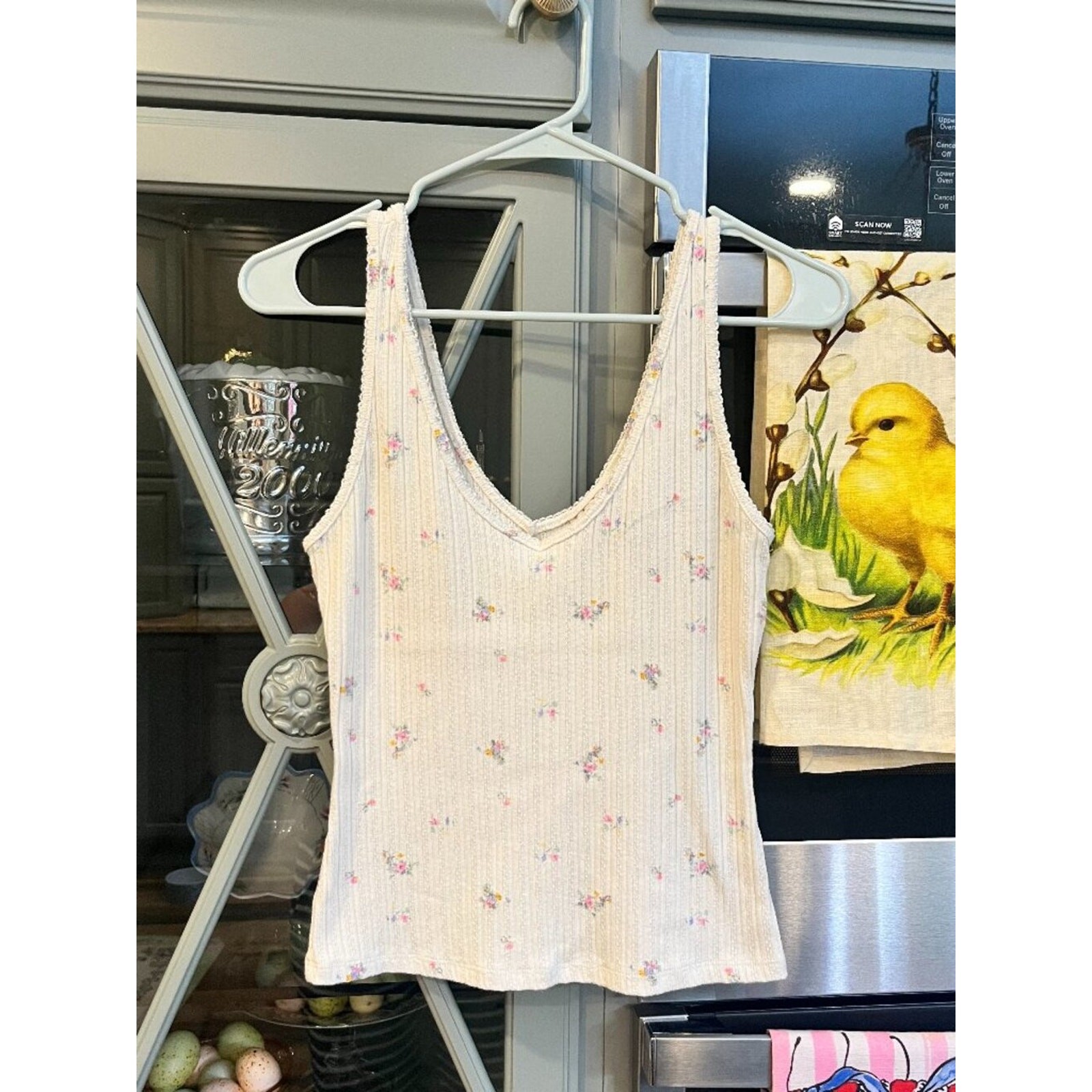 Universal Thread Tank Top Small Ribbed Floral Coquette Girlhoodcore