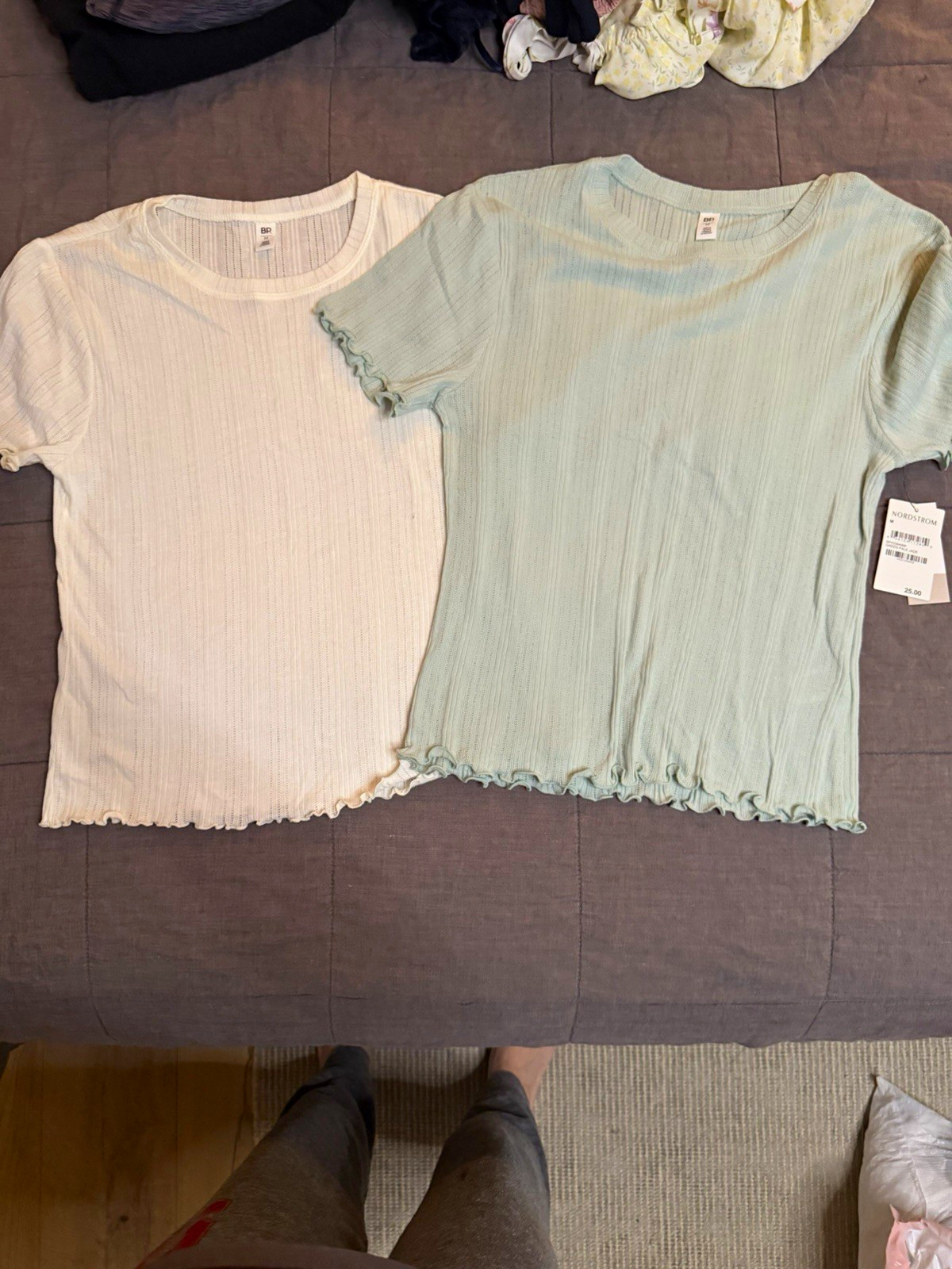 BP/Nordstrom 3 T-shirts NWT white, pink, sage green. Ribbed super soft