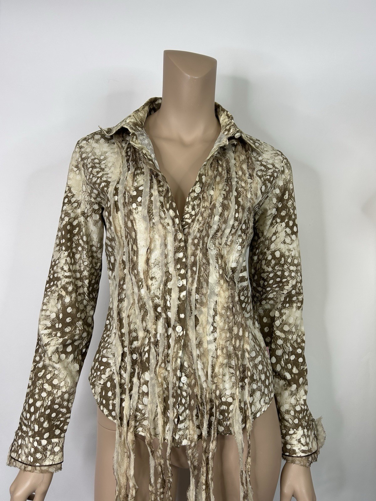 Vtg Roberto Cavalli Angels Deer Print Cotton Top M