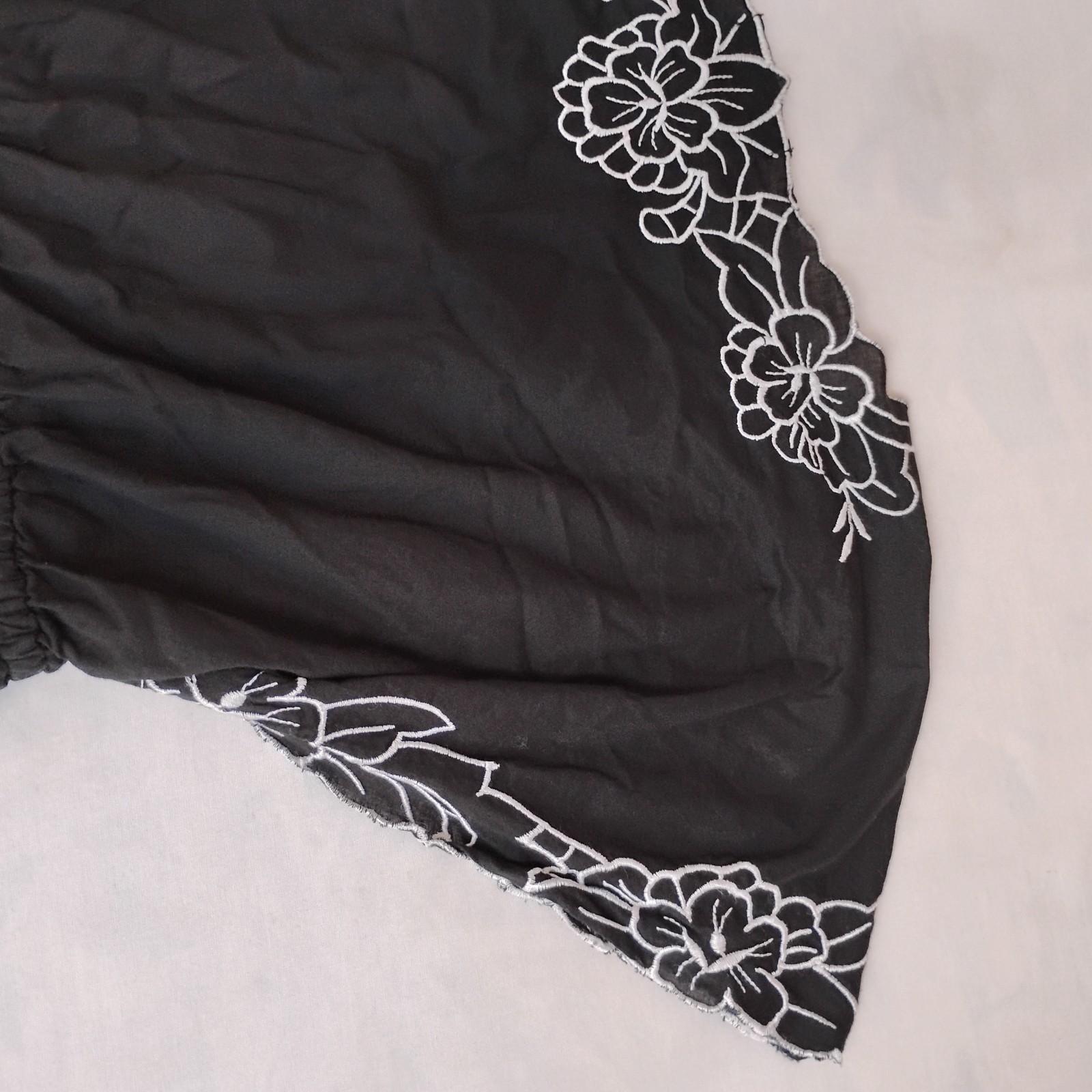 My Michelle Top Medium Babydoll Bow Embroidered Flutter Sleeve Y2K Cotton