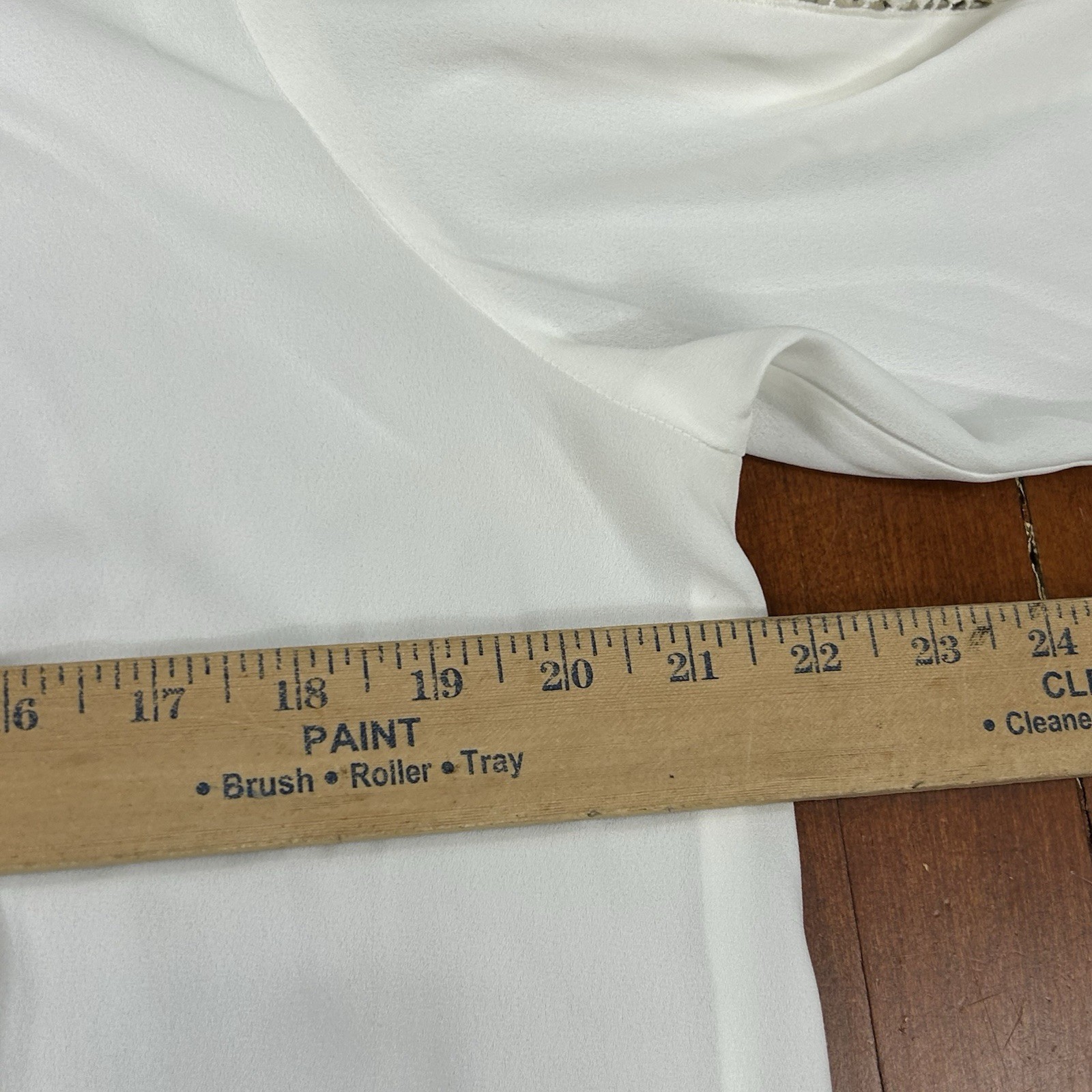 Charming Charlie Womens Large Ivory Semi Sheer Blouse Long Sleeve Crochet Trim