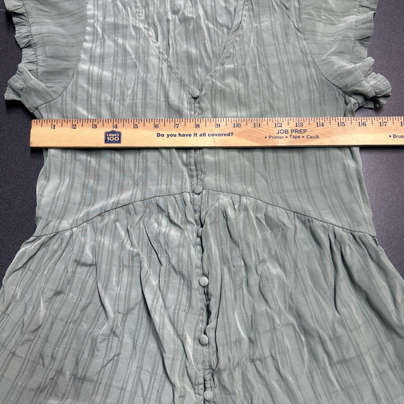 Women’s Ruffled Flutter Sleeve Blouse Pale Green Sz XS Peasant Cottage Core