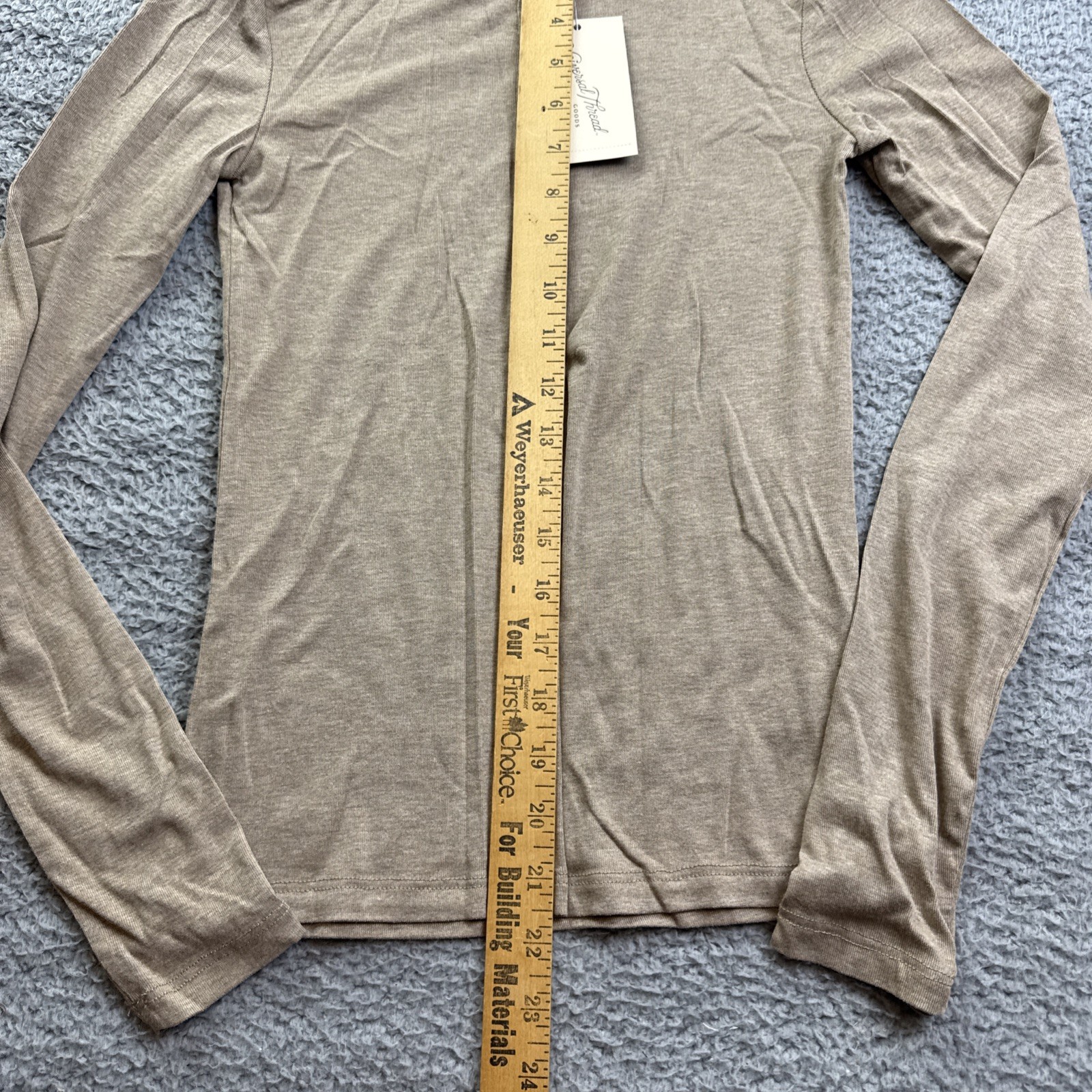 Universal Thread Shirt Womens XS Beige Heathered Long Sleeve Henley Stretch Top