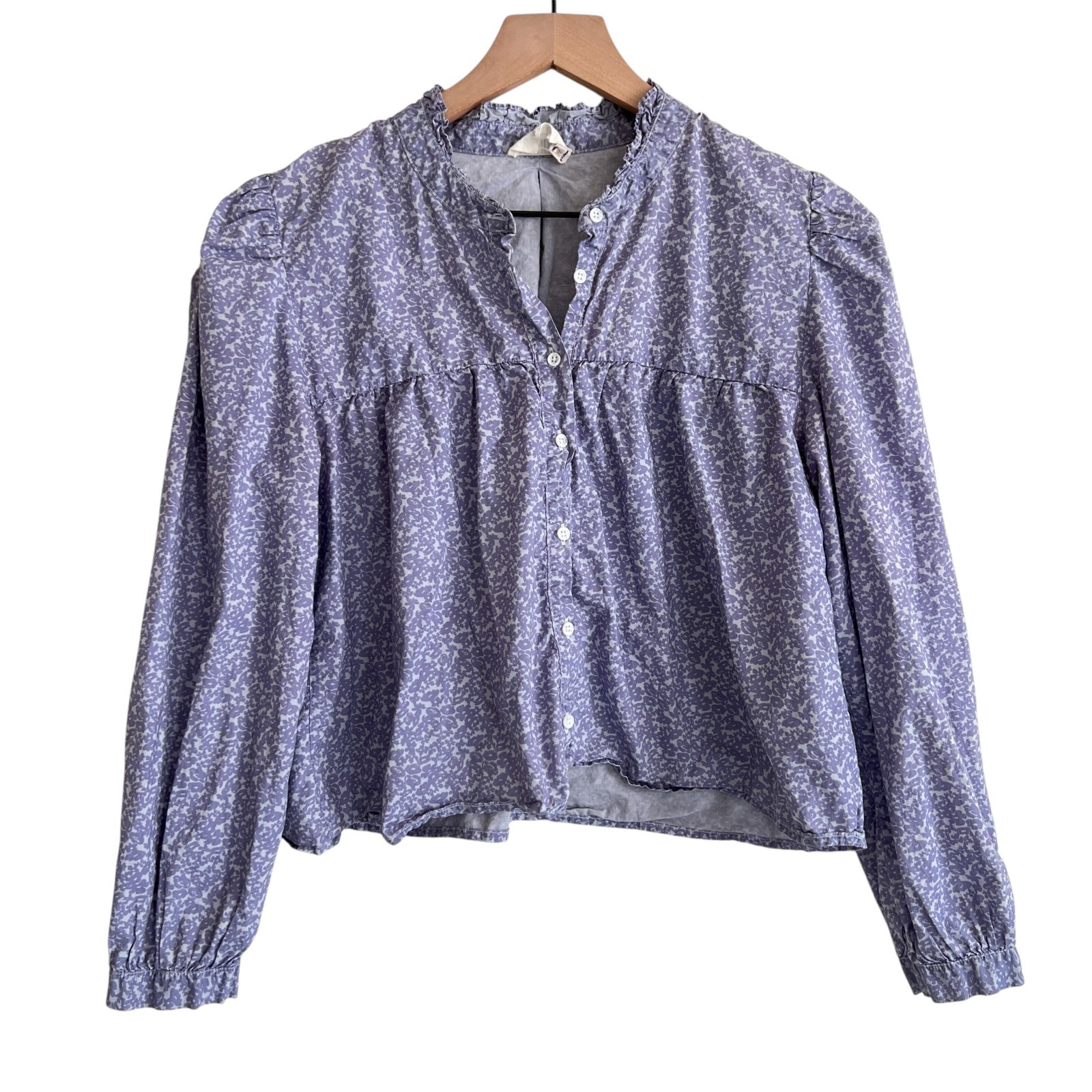 Nation LTD Purple Floral Printed Chantelle Victorian Crop Blouse Size Medium