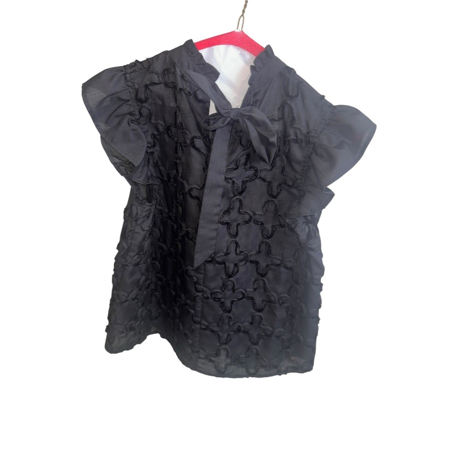 Black Ruffled Mock Neck Blouse