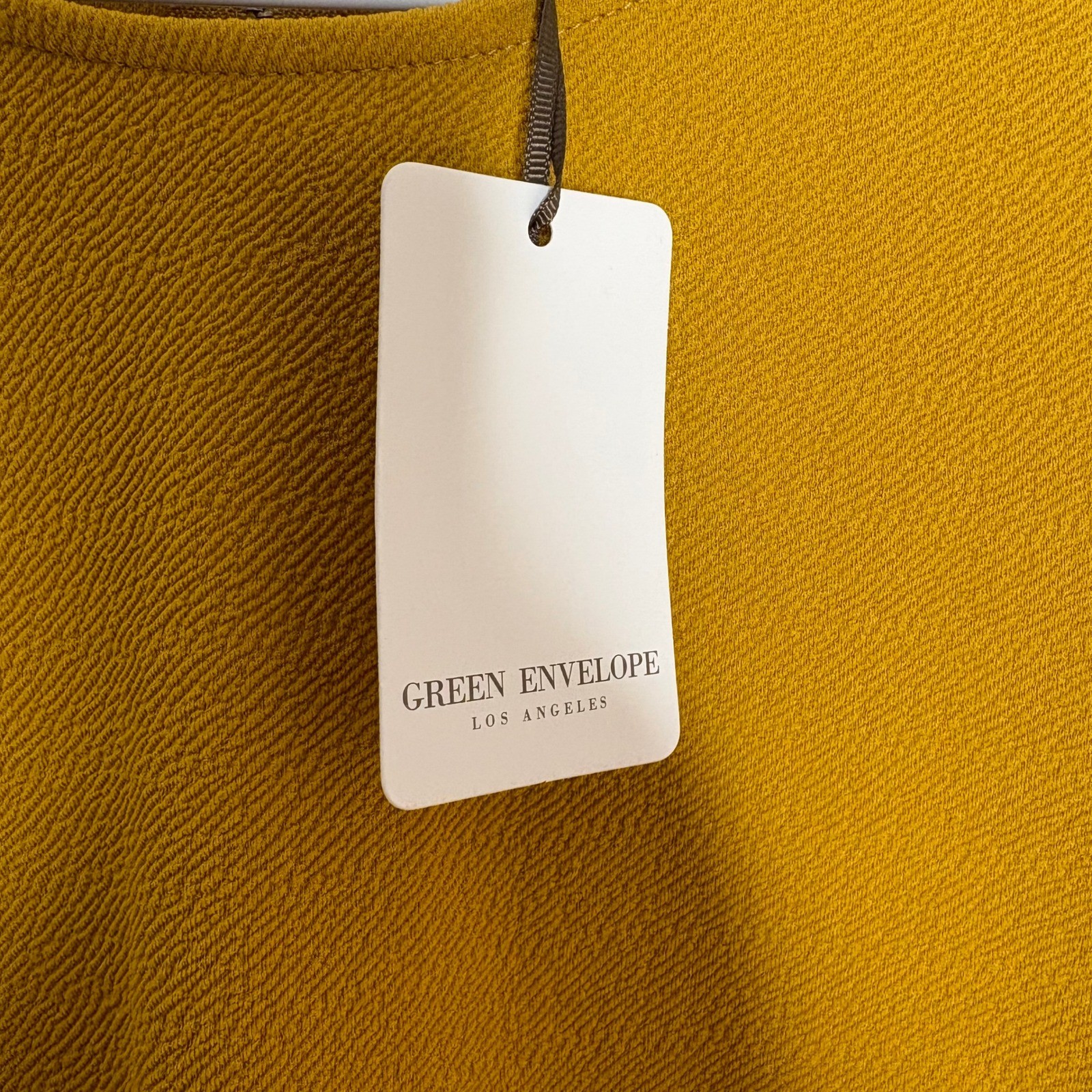 Green Envelope Blouse Women Size M Mustard Yellow NWT Bell Sleeve Textured Top