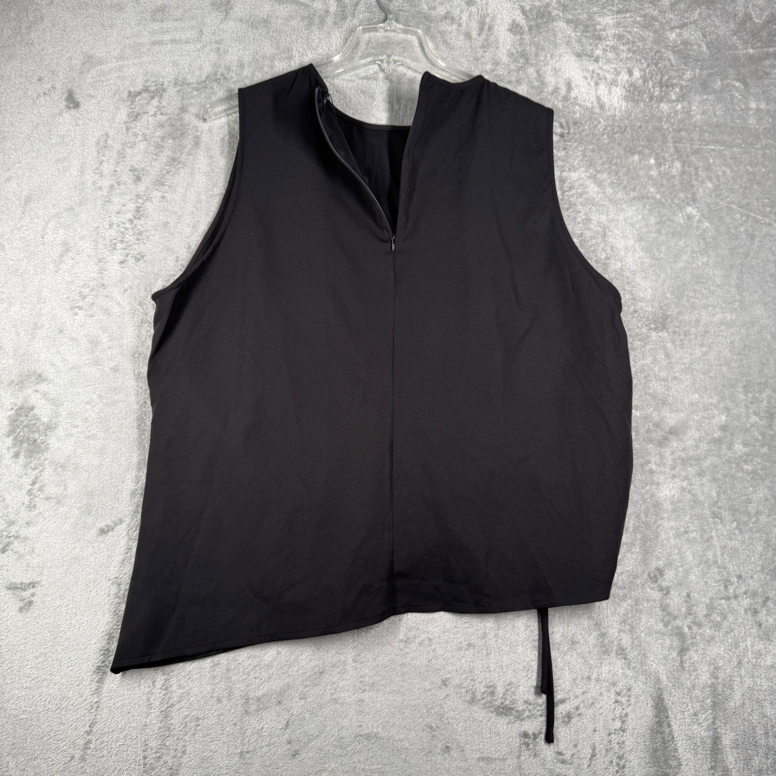 PrettyLittleThing Plus Black Ruched Asymmetric Top US 22 NWT Sleeveless Y2K