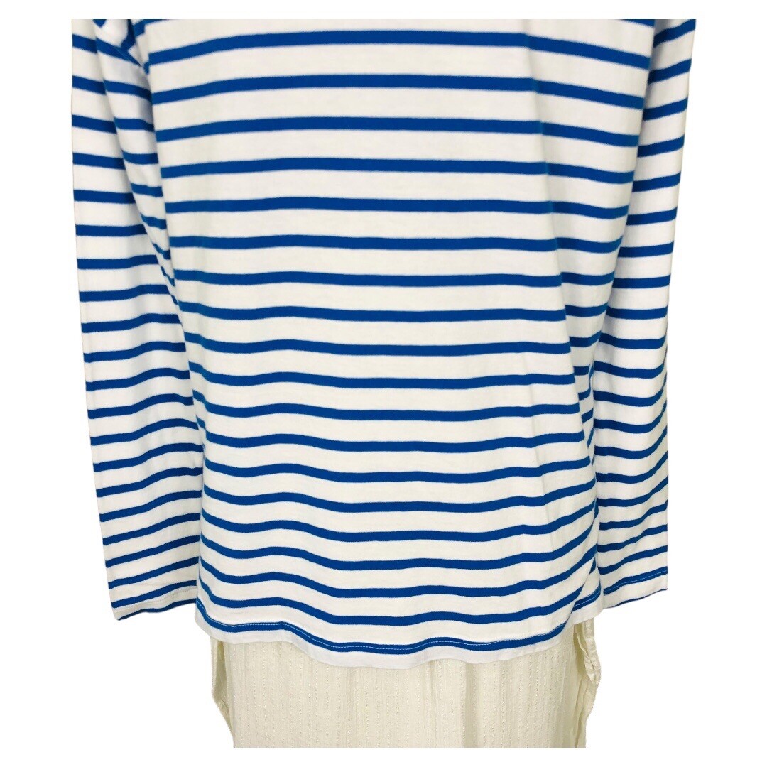 Current Elliott Stripe Long Sleeve Tee Size 0 Medium Blue White Knit Cotton