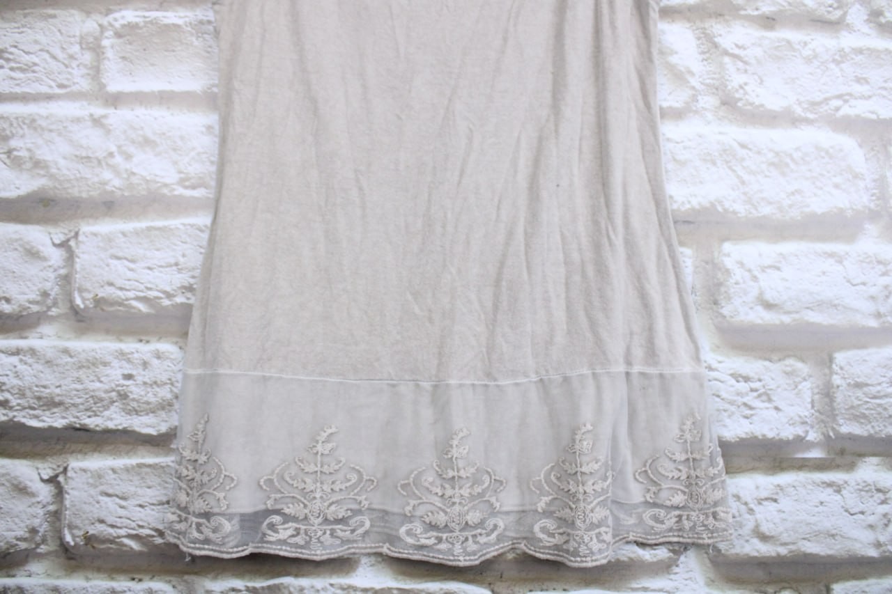 Elisa Cavaletti Bottega Beige Solid Scoop Neck Sleeveless Lace Hem Tank Size L