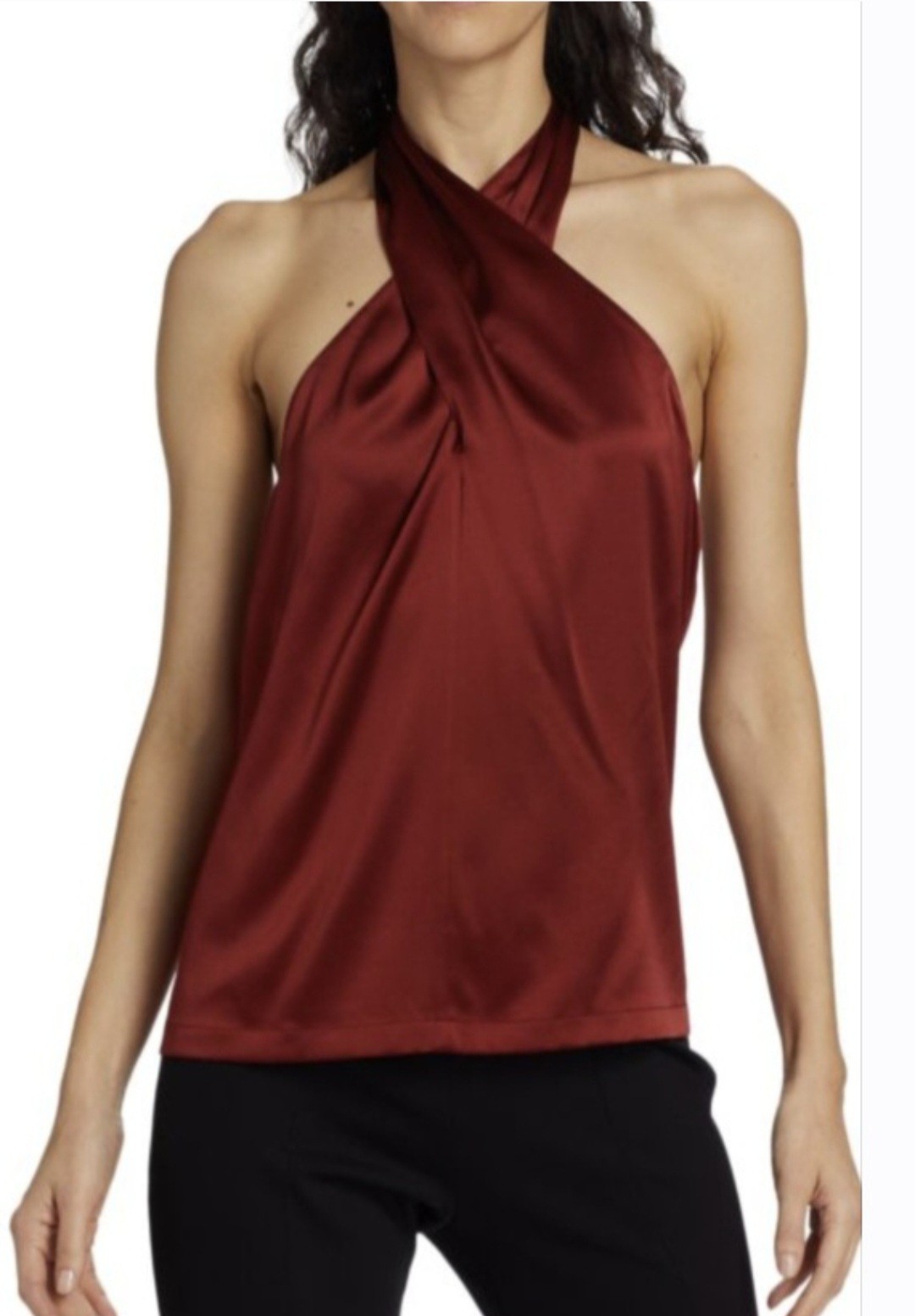 Theory – SILK-Blend Burgundy Twisted Halter Top – size M ( New with tag )