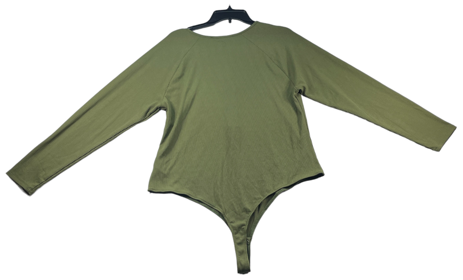 Nina Parker Bodysuit Womens Plus size 2X Green Ribbed Long Sleeve Casual New