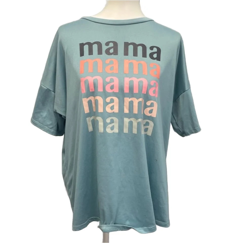 Time & Tru Womens Maternity Small Mama Mama Mama Short Sleeve Tee Shirt