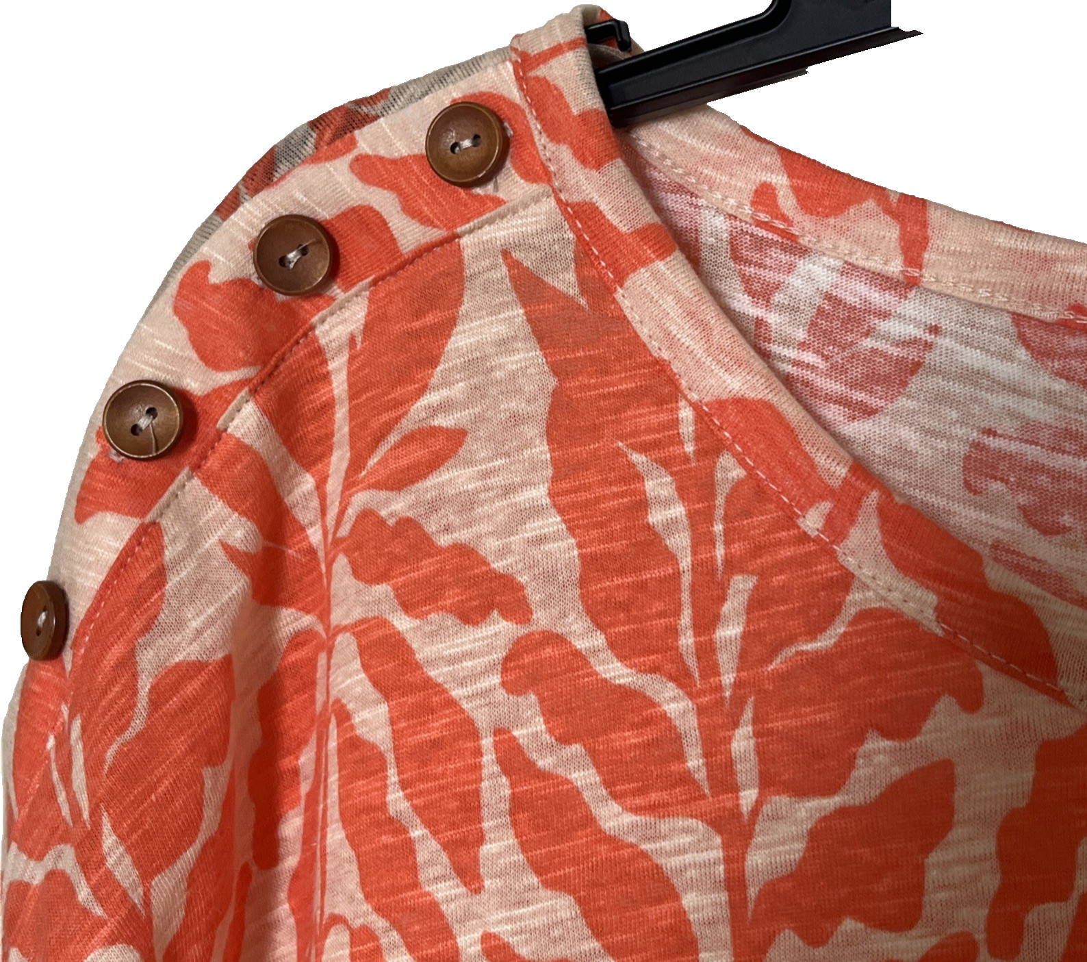Rachel Zoe Womens Linen Blend Top Large Coral Peach Fern Resort Preppy Beach