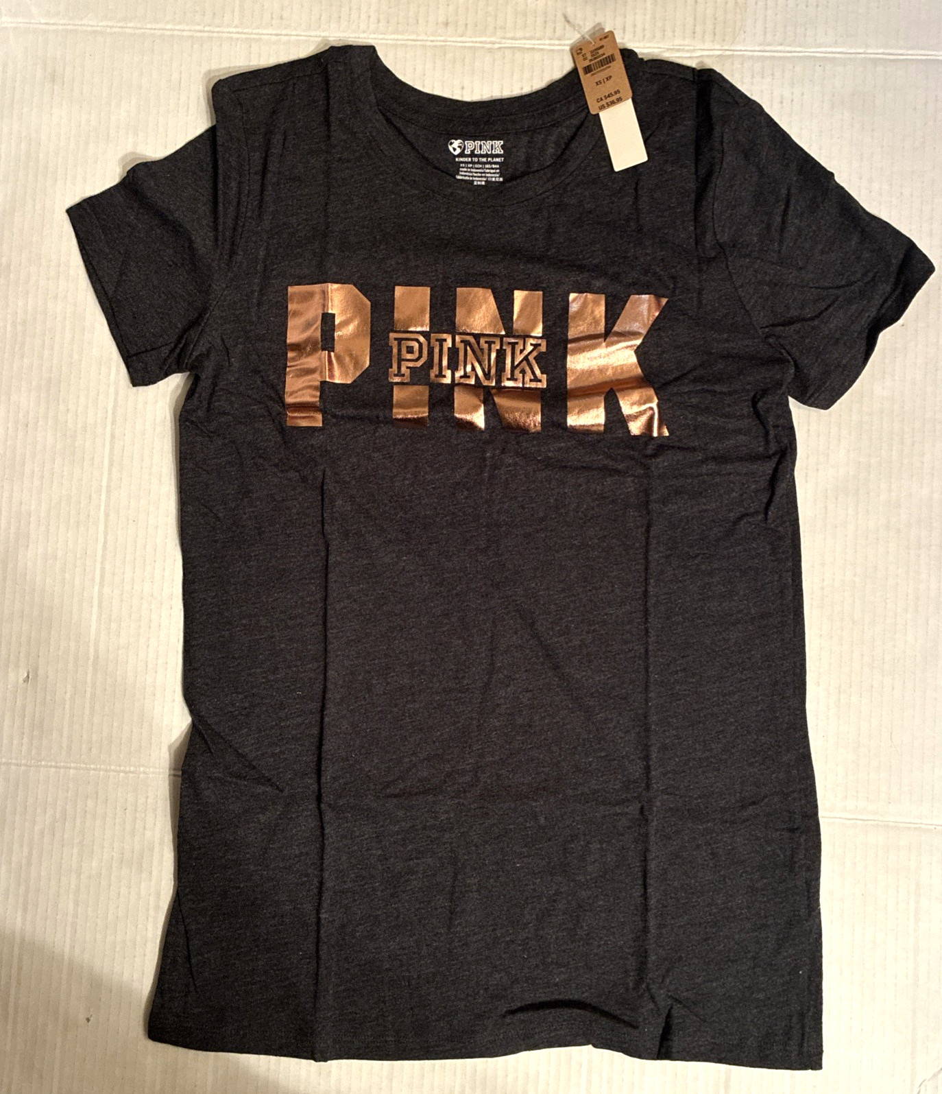 Victoria’s Secret pink rose gold logo tee shirt short sleeve New tags XS