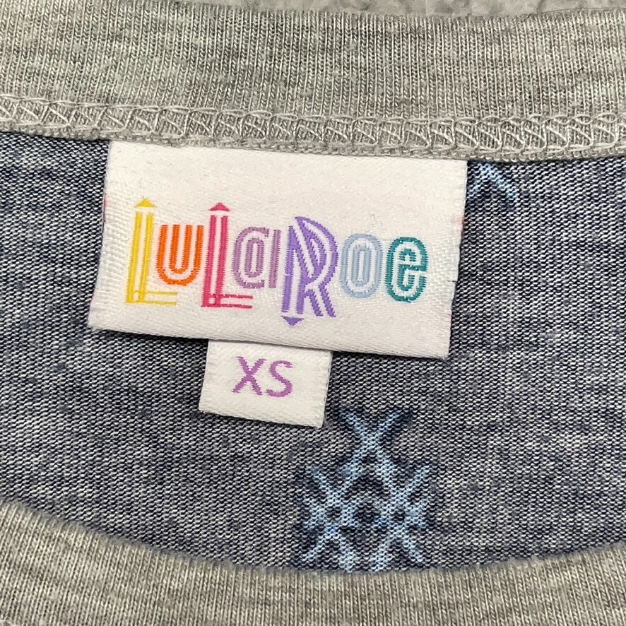 Lularoe Womens Raglan T-Shirt Blue Gray Geometric 3/4 Sleeve Crew Neck Size XS